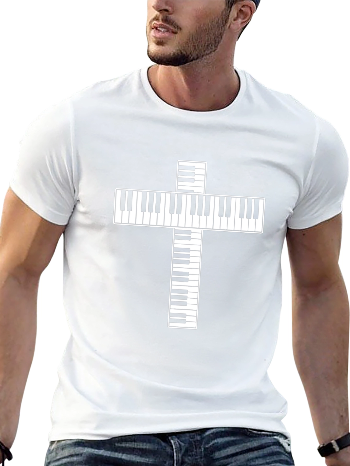 Piano Keys Cross Graphic Tee