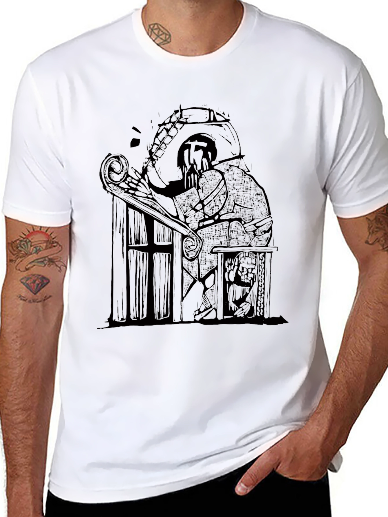 Dark Sketchy Reading Man Tee