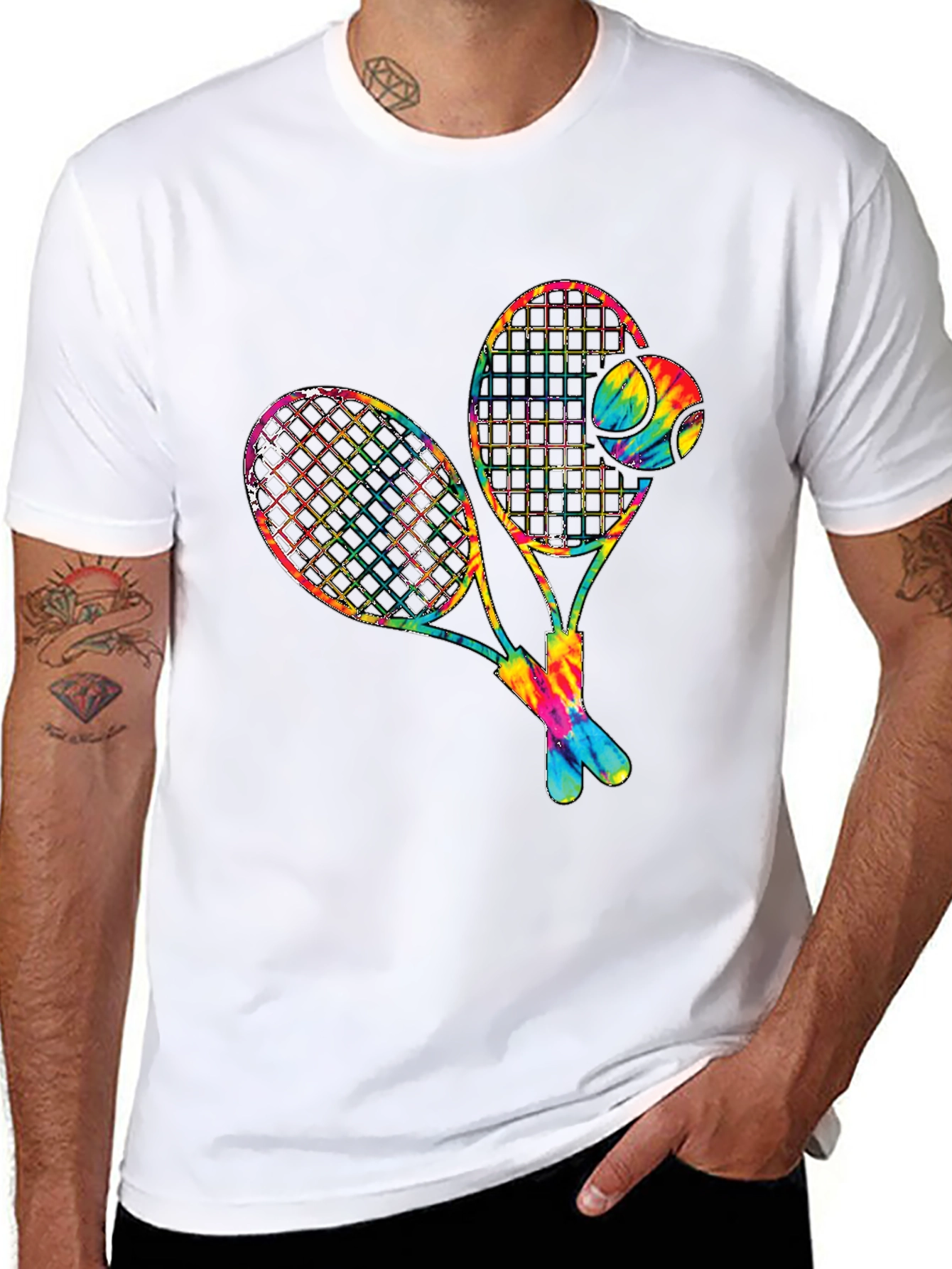 Tie Dye Tennis Racquet Graphic Tee