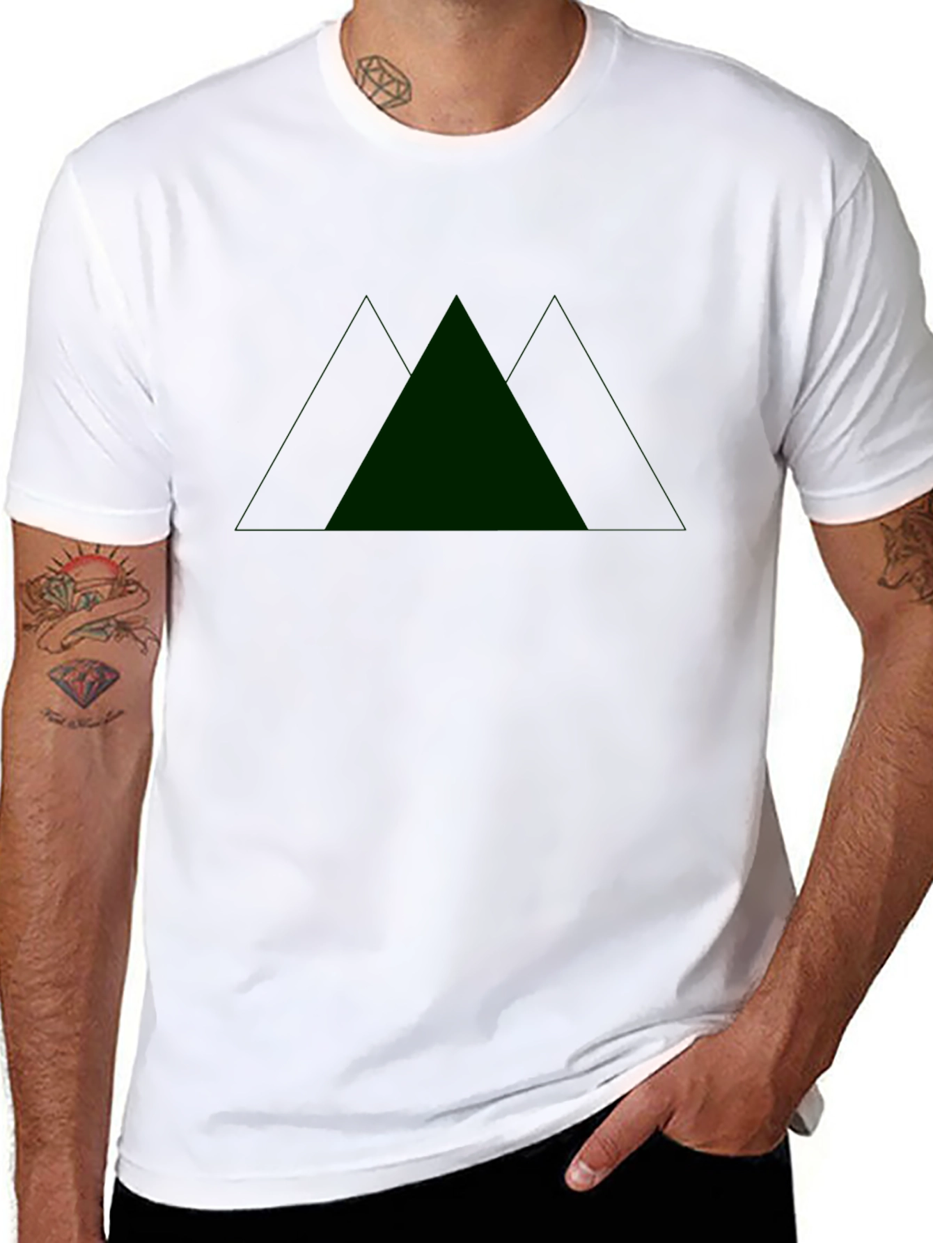 Black T-Shirt with Green Mountain Design