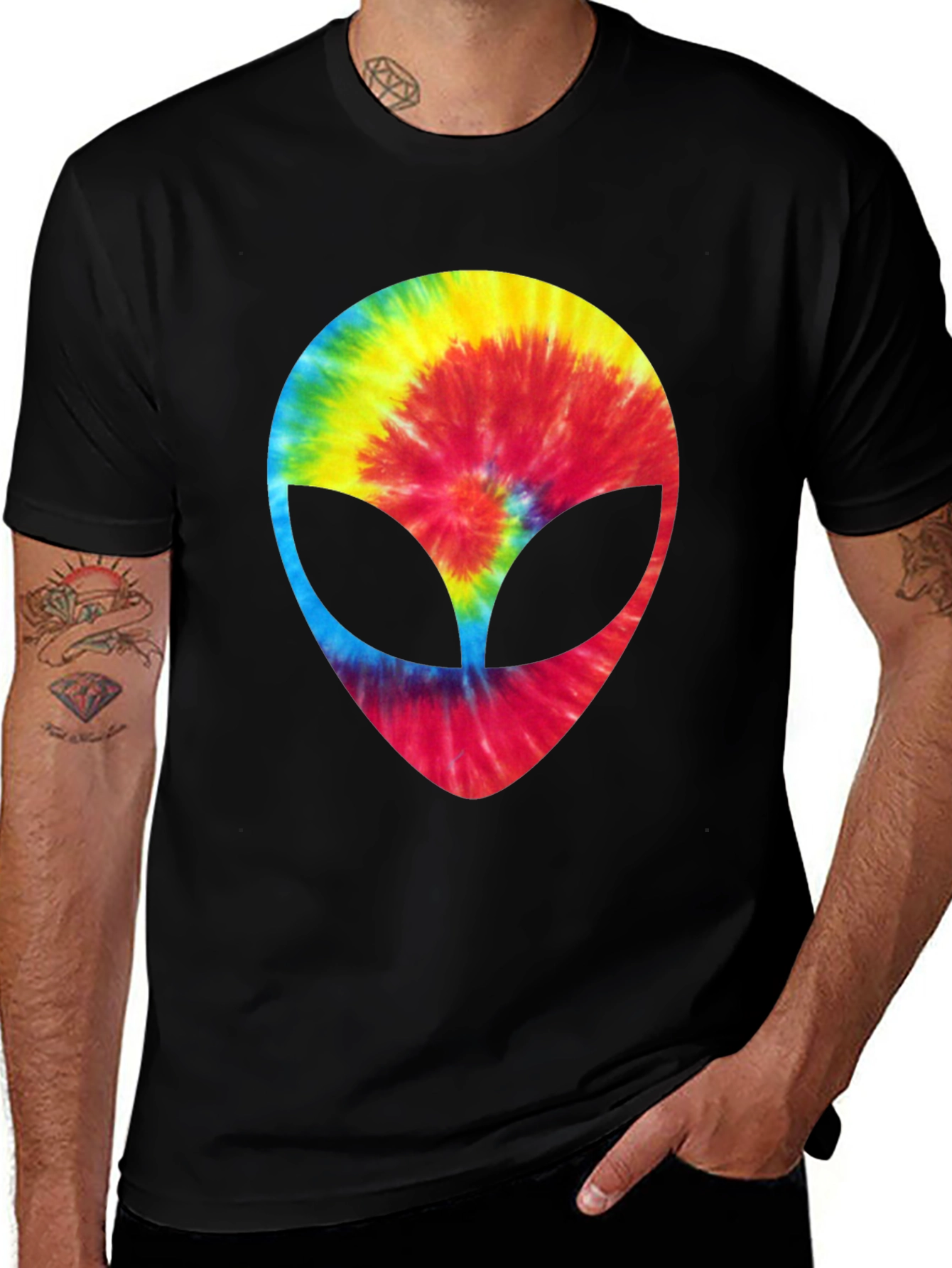 Tie-Dye Alien Head Graphic Tee