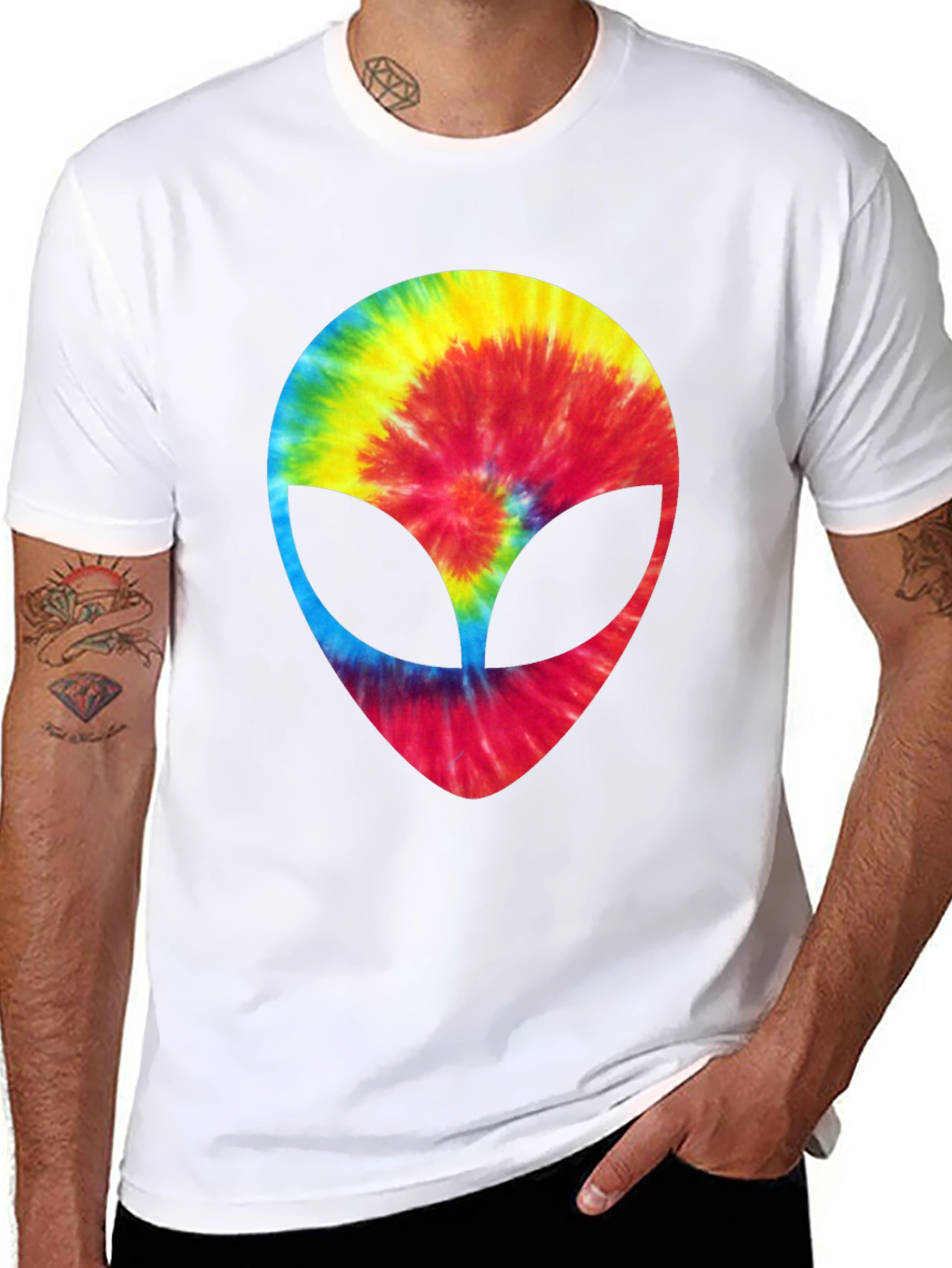 Tie-Dye Alien Head Graphic Tee