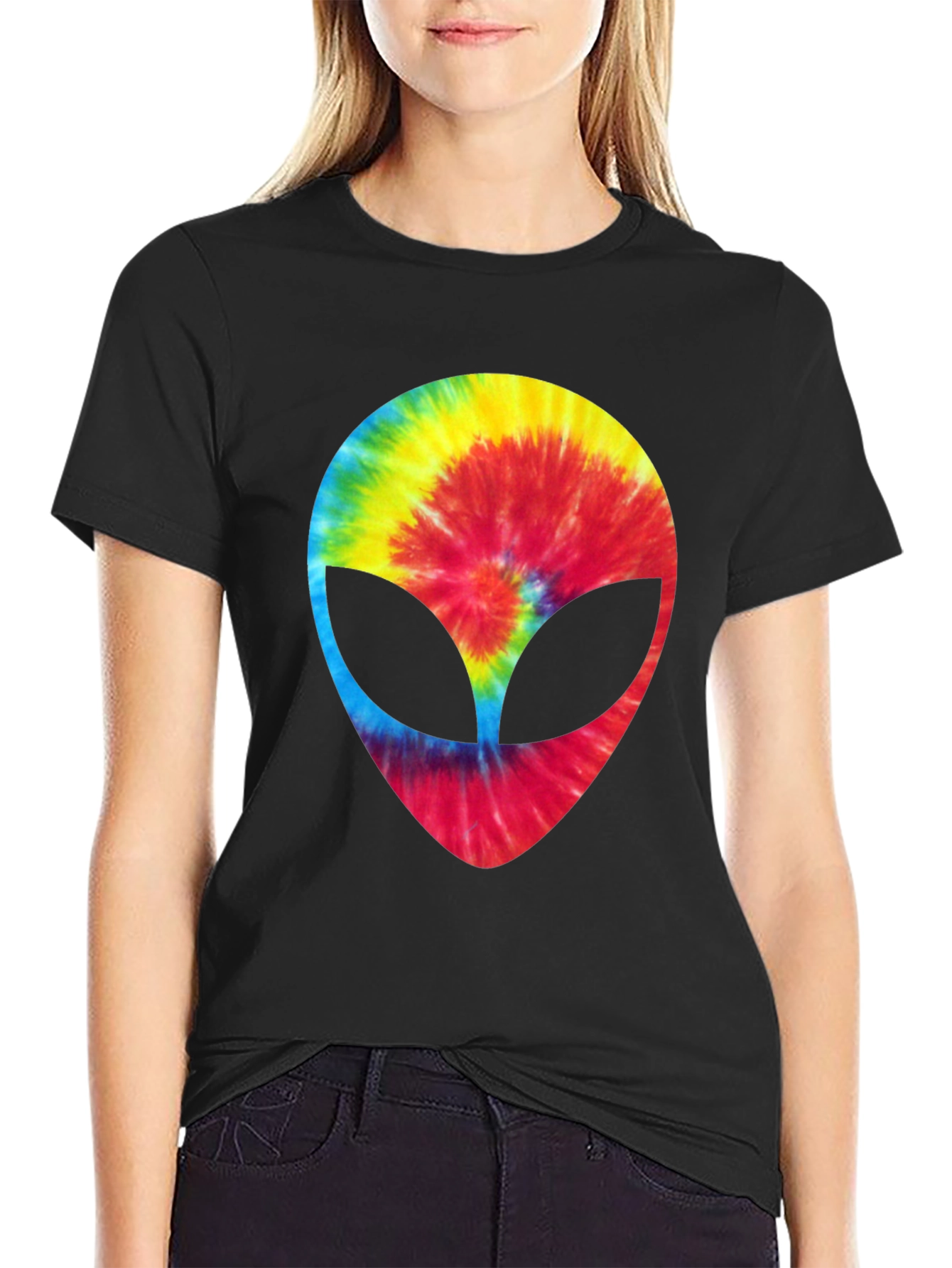 Tie-Dye Alien Head Graphic Tee
