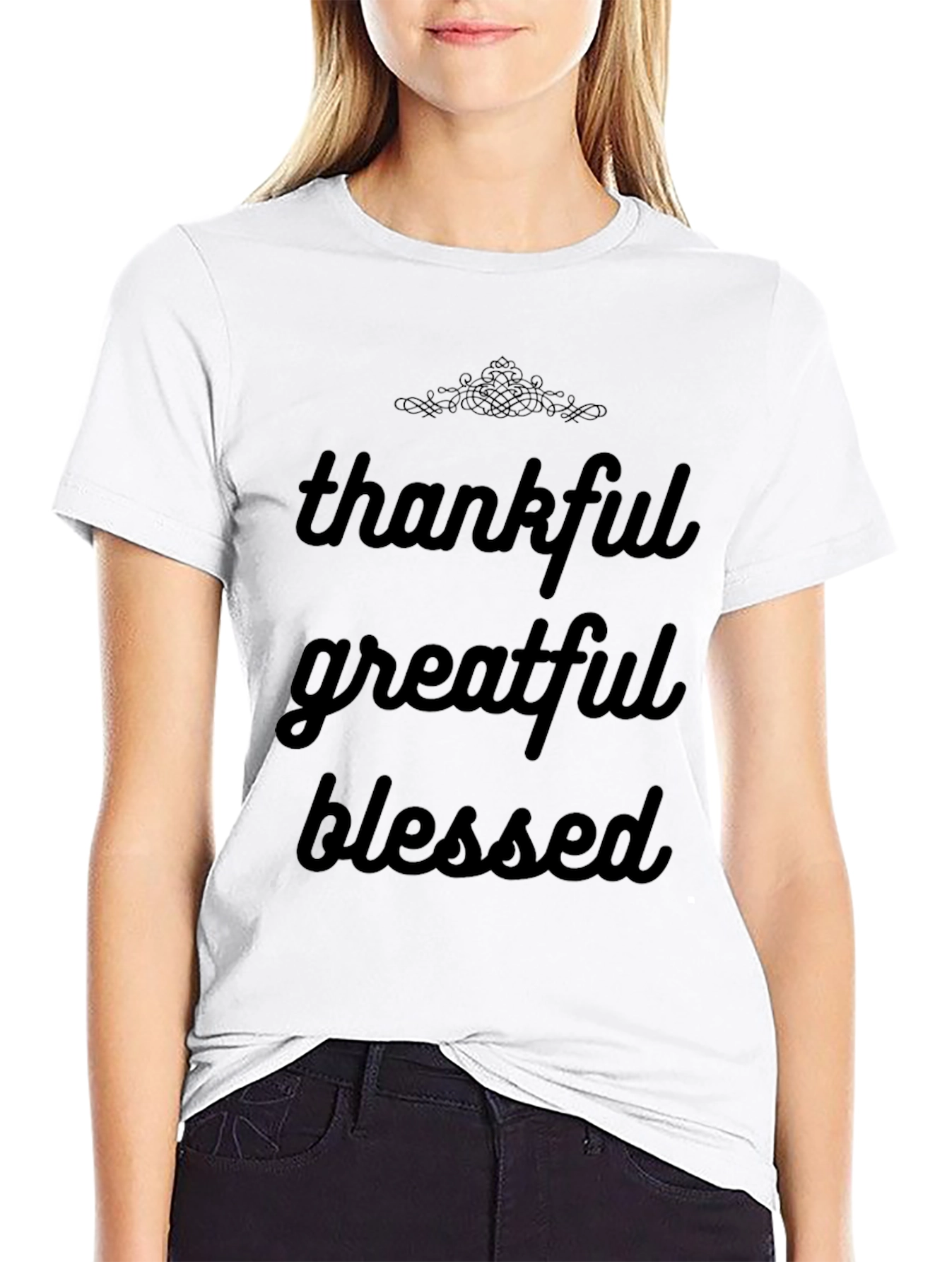 Thankful Greatful Blessed Black T-Shirt
