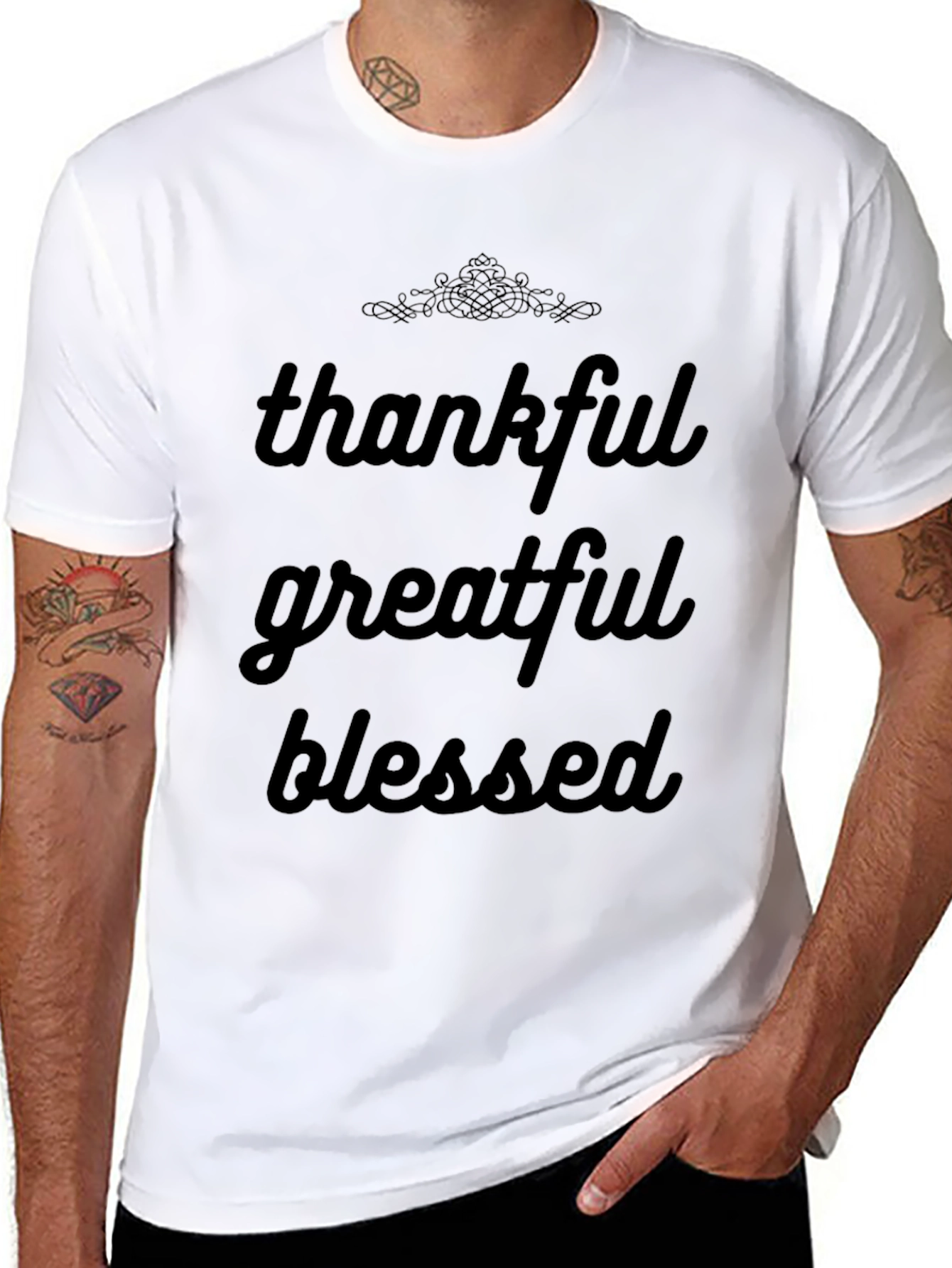 Thankful Greatful Blessed Black T-Shirt
