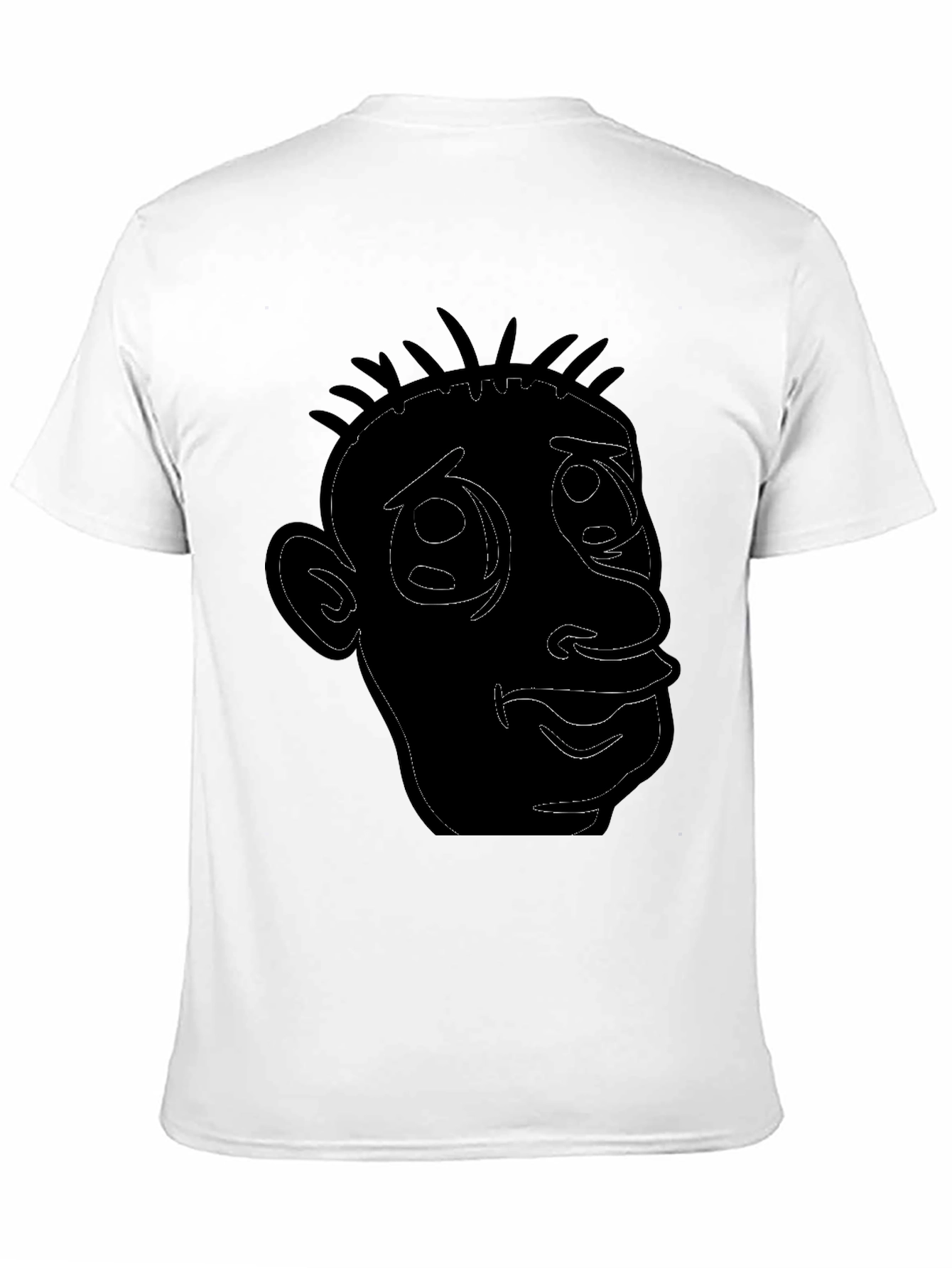 Cartoon Face Outline Black T-Shirt