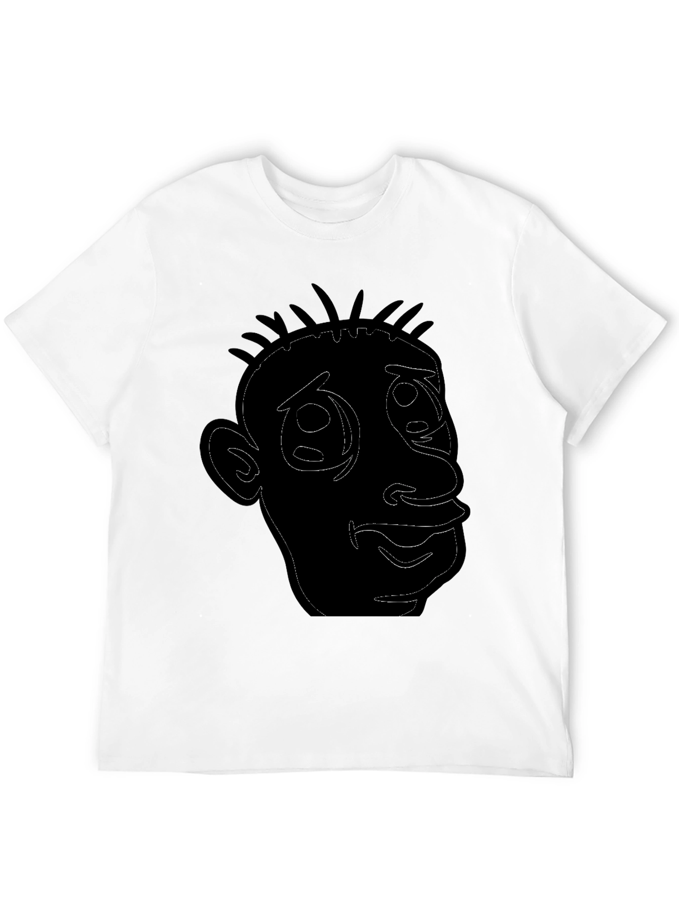 Cartoon Face Outline Black T-Shirt