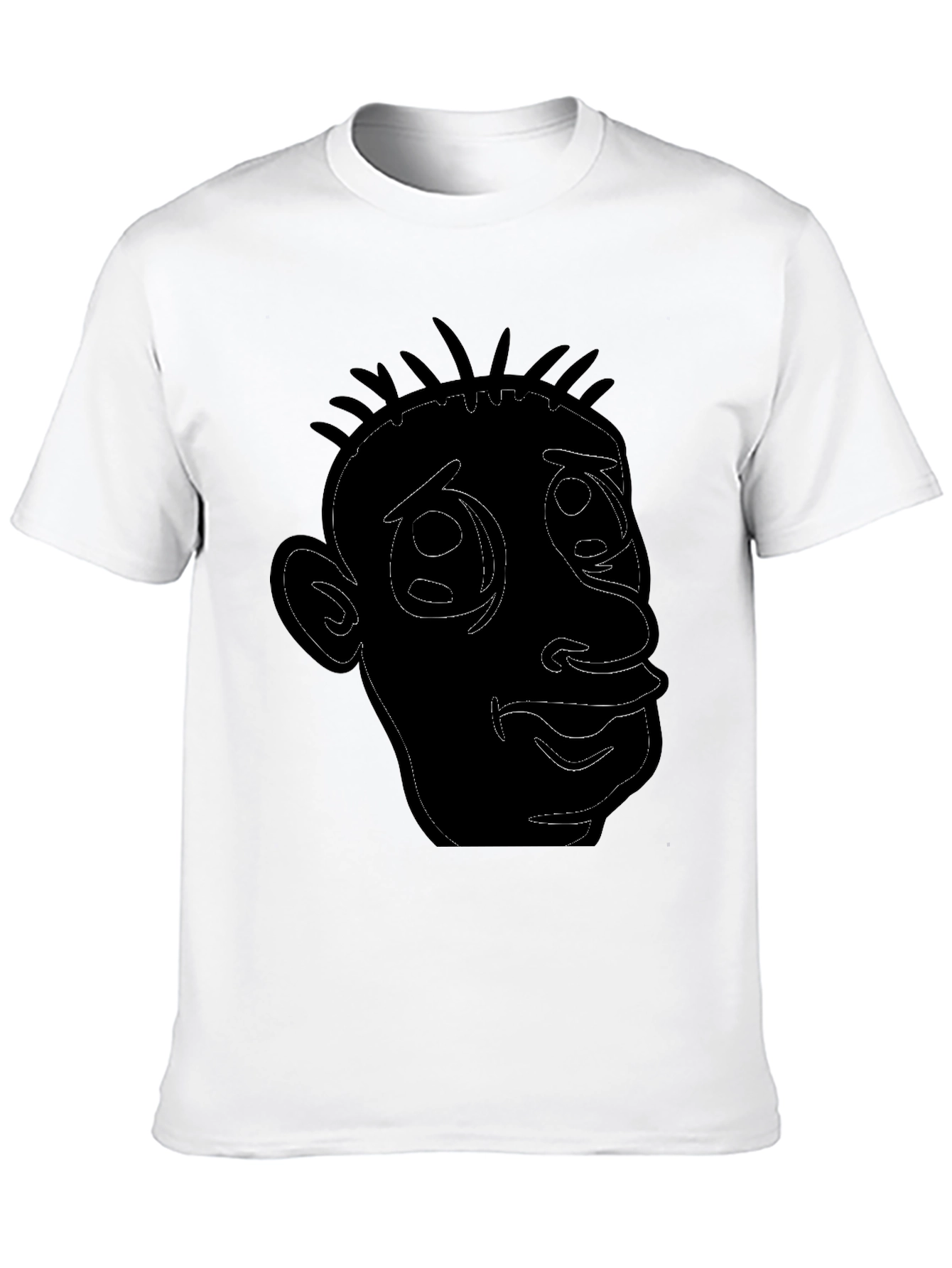 Cartoon Face Outline Black T-Shirt