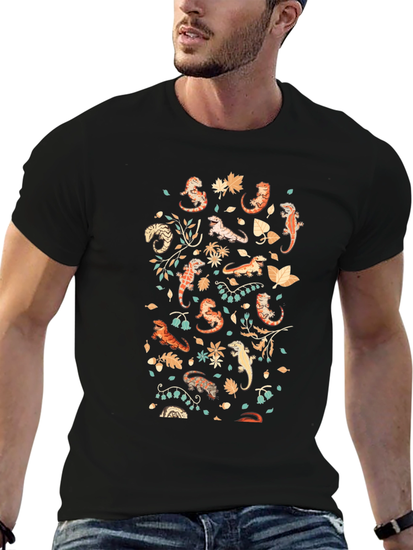 Bearded Dragon Print Crew Neck T-Shirt