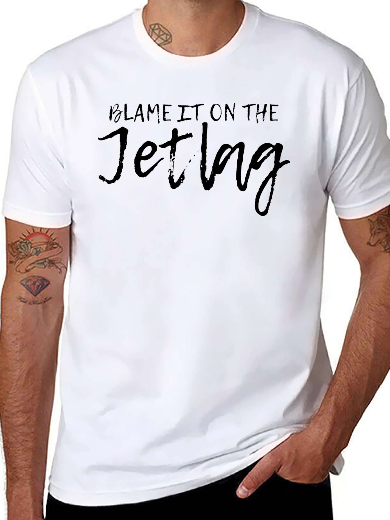 Blame It On the Jet Lag Black Graphic Tee