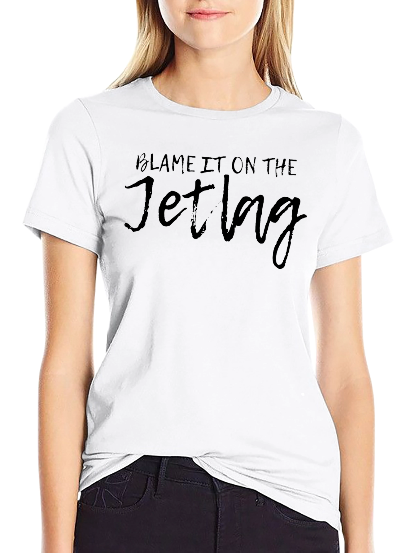 Blame It On the Jet Lag Black Graphic Tee