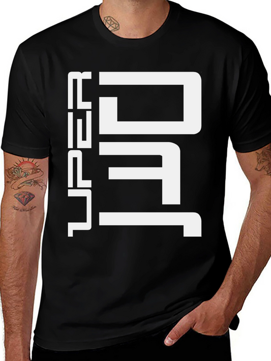 Trendy URO White Print Black T-Shirt