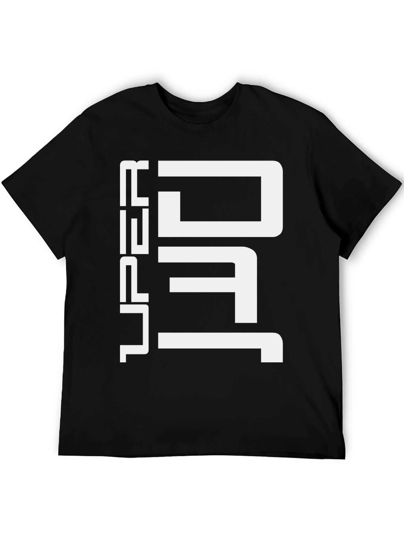 Trendy URO White Print Black T-Shirt