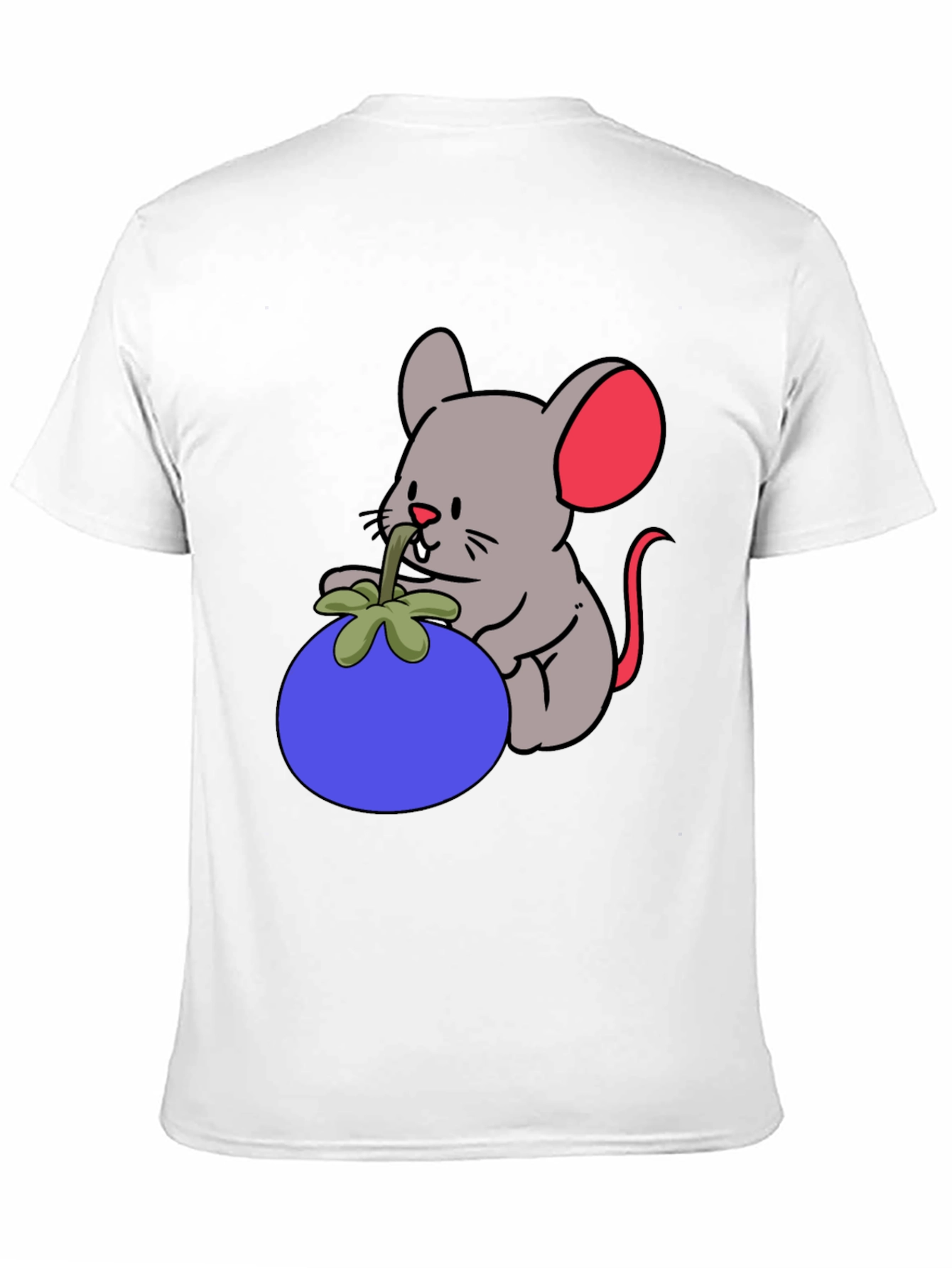 Cartoon Mouse & Berry Graphic Black T-Shirt