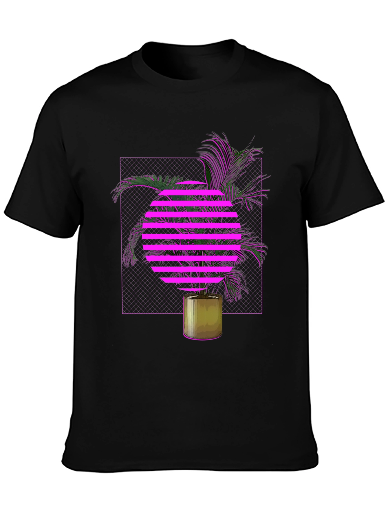 Retro Wave T-Shirt with Palm Tree Design