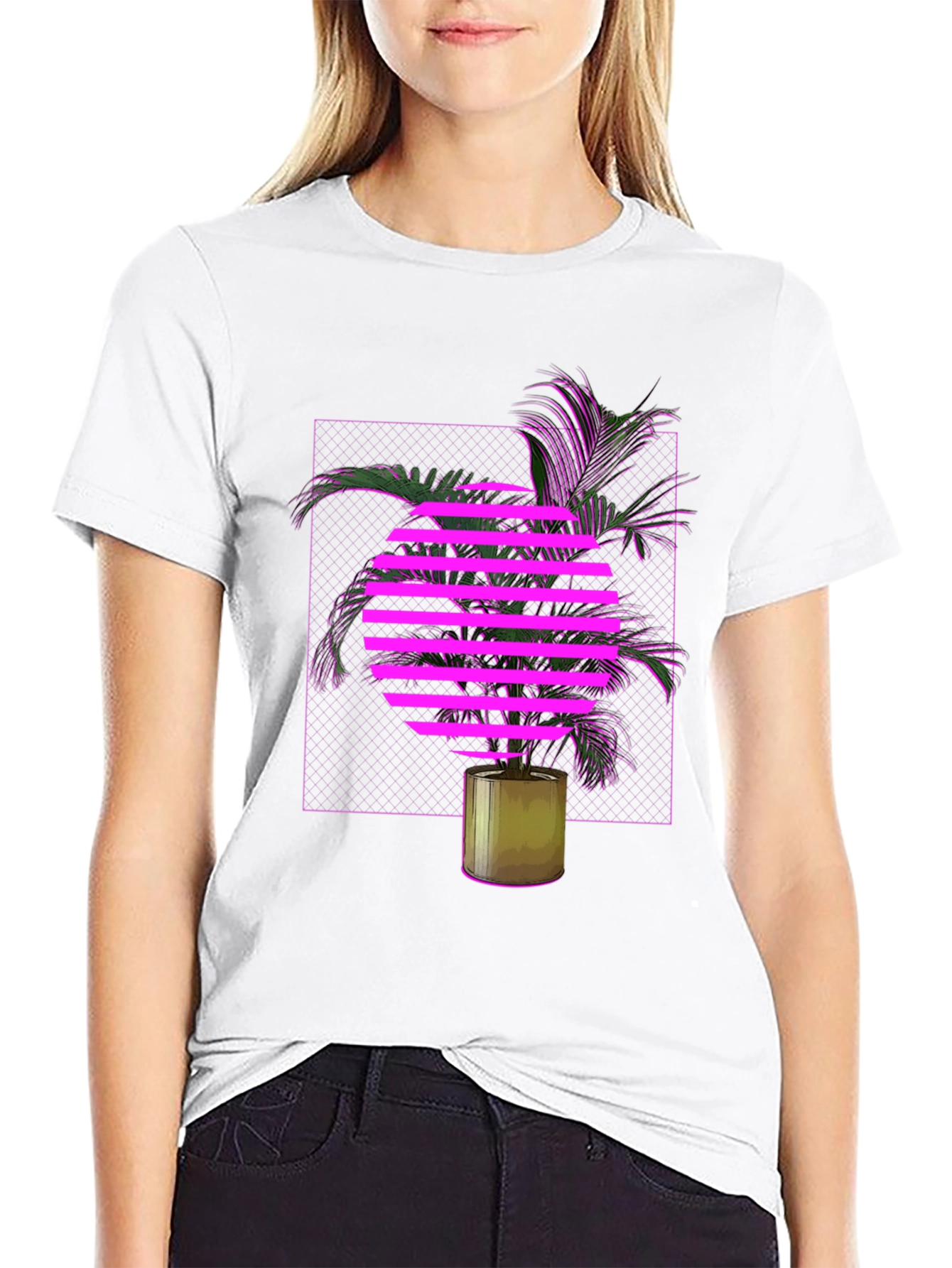Retro Wave T-Shirt with Palm Tree Design