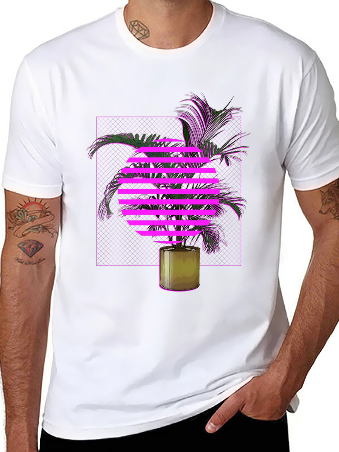 Retro Wave T-Shirt with Palm Tree Design