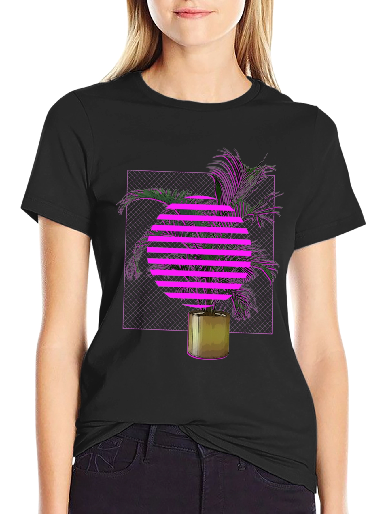 Retro Wave T-Shirt with Palm Tree Design