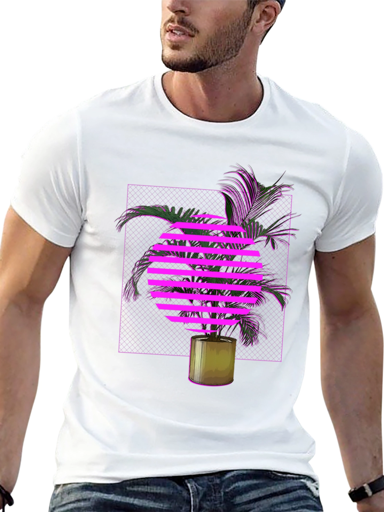 Retro Wave T-Shirt with Palm Tree Design