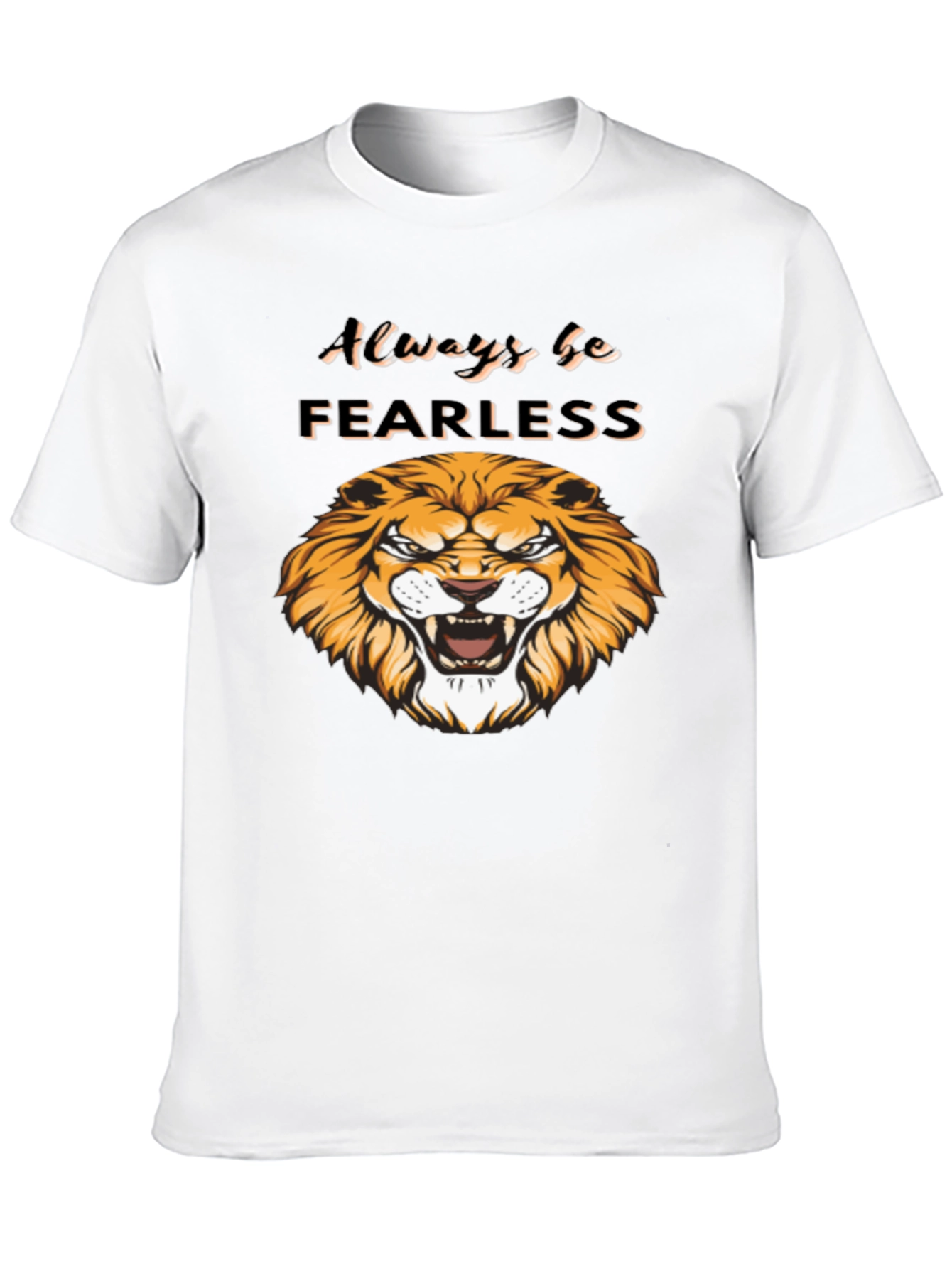 Always Be Fearless Lion Graphic Black T-Shirt