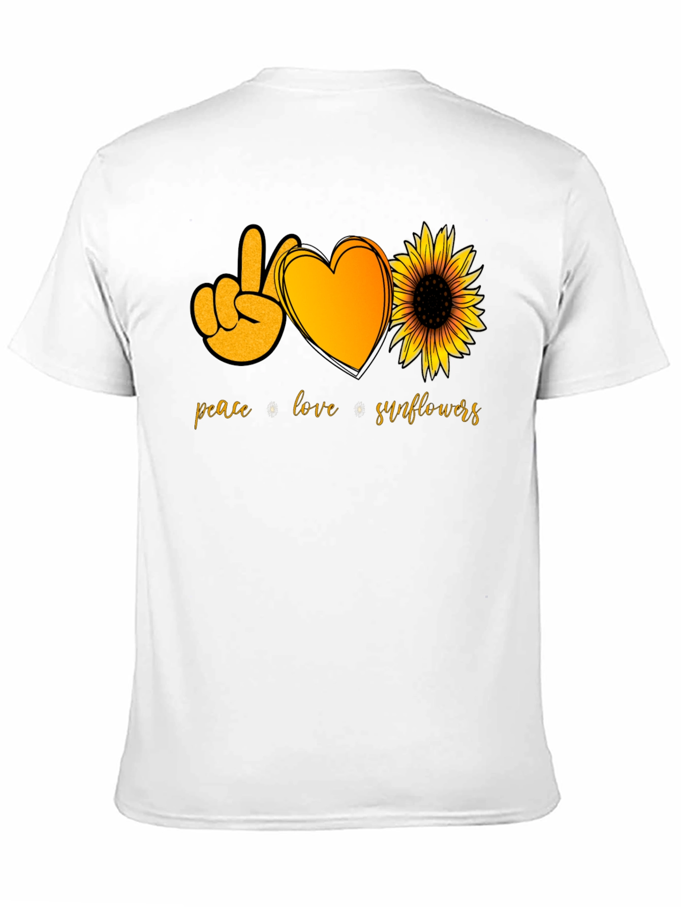 Peace Love Sunflowers Black T-Shirt