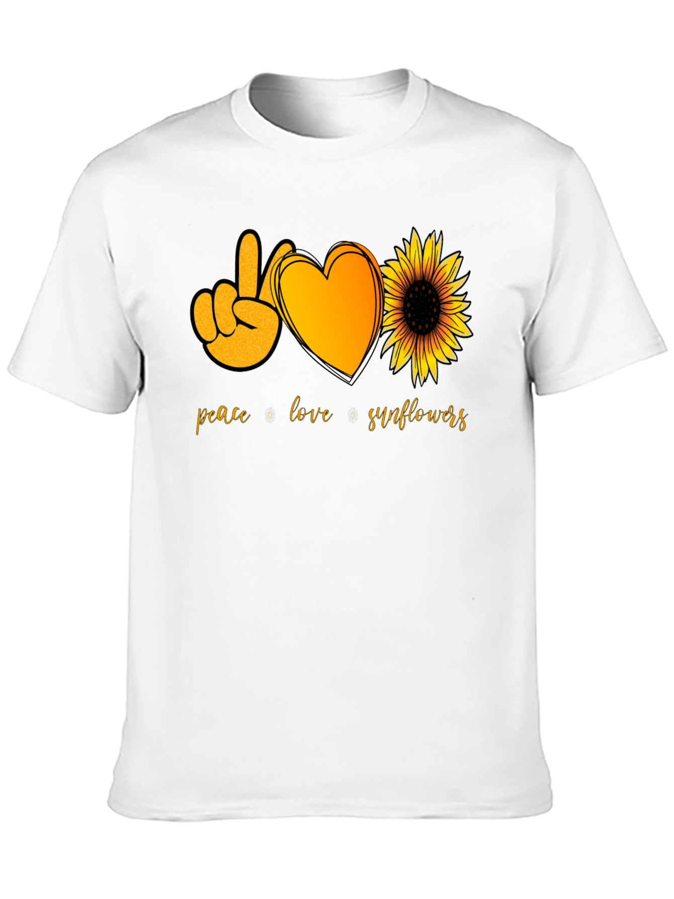 Peace Love Sunflowers Black T-Shirt