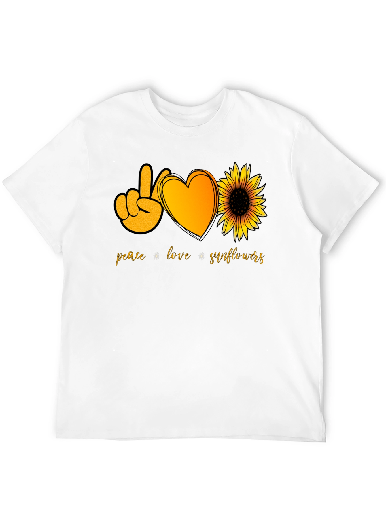 Peace Love Sunflowers Black T-Shirt