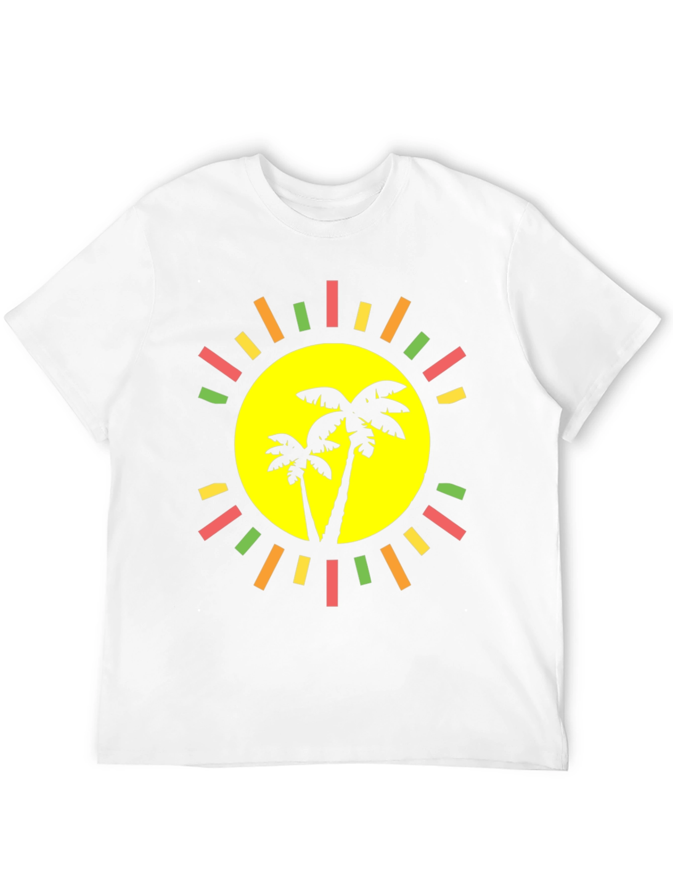 Tropical Palm Tree Sun Graphic Black T-Shirt