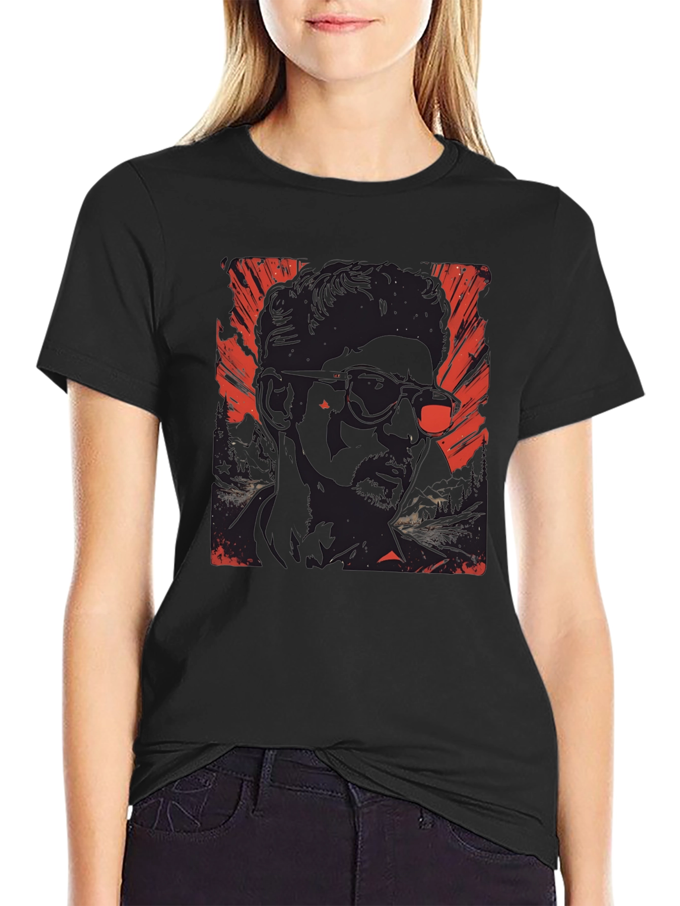 Red & Black Graphic Print T-Shirt