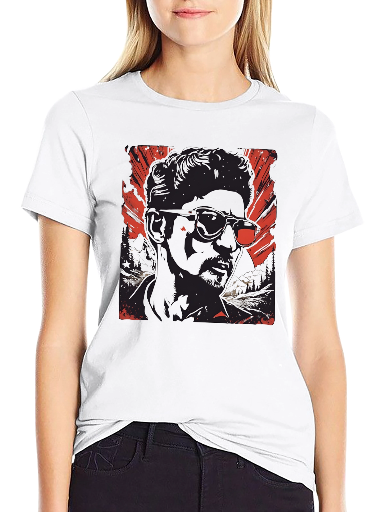 Red & Black Graphic Print T-Shirt