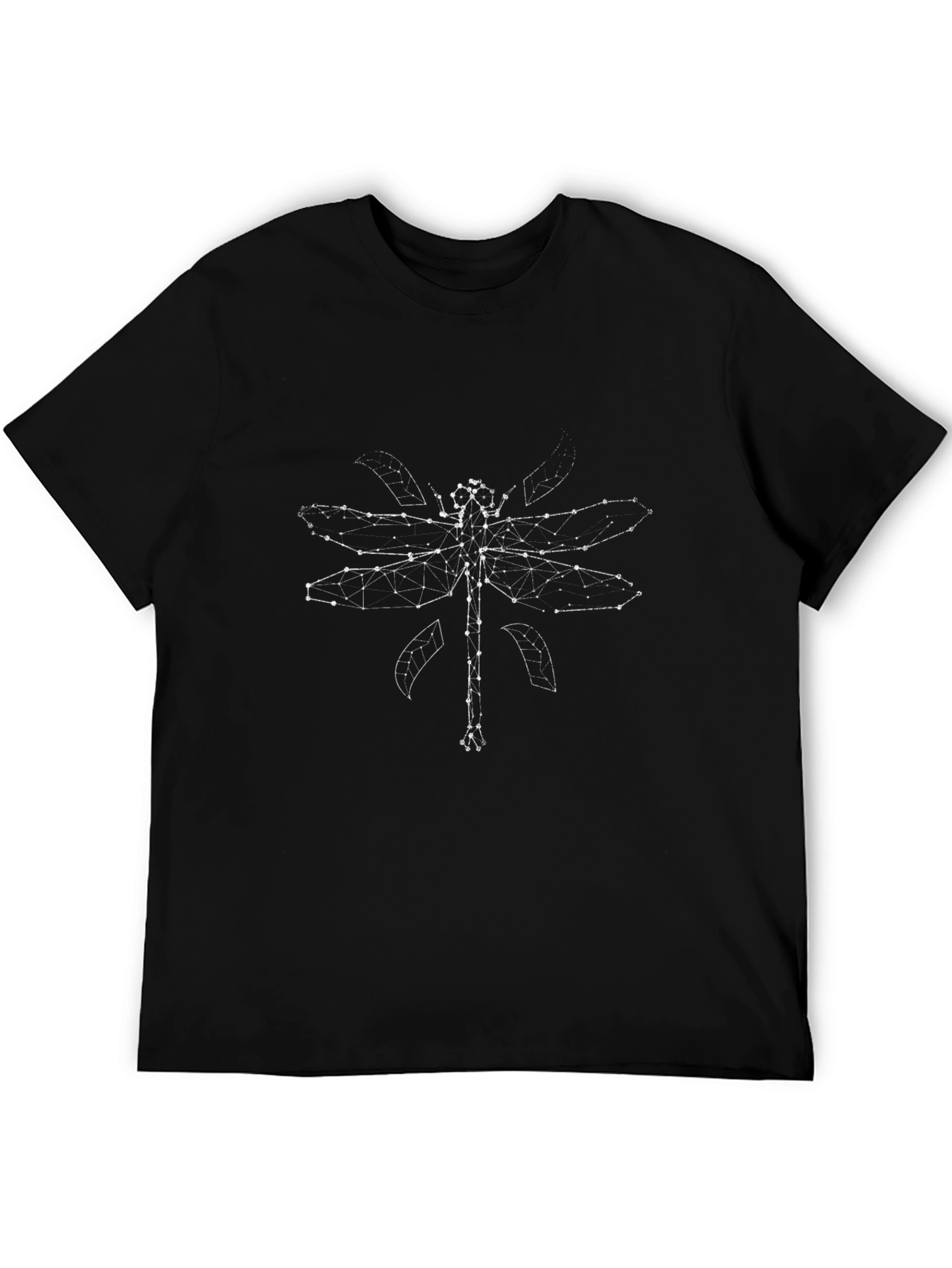Geometric Dragonfly Graphic T-Shirt - Black