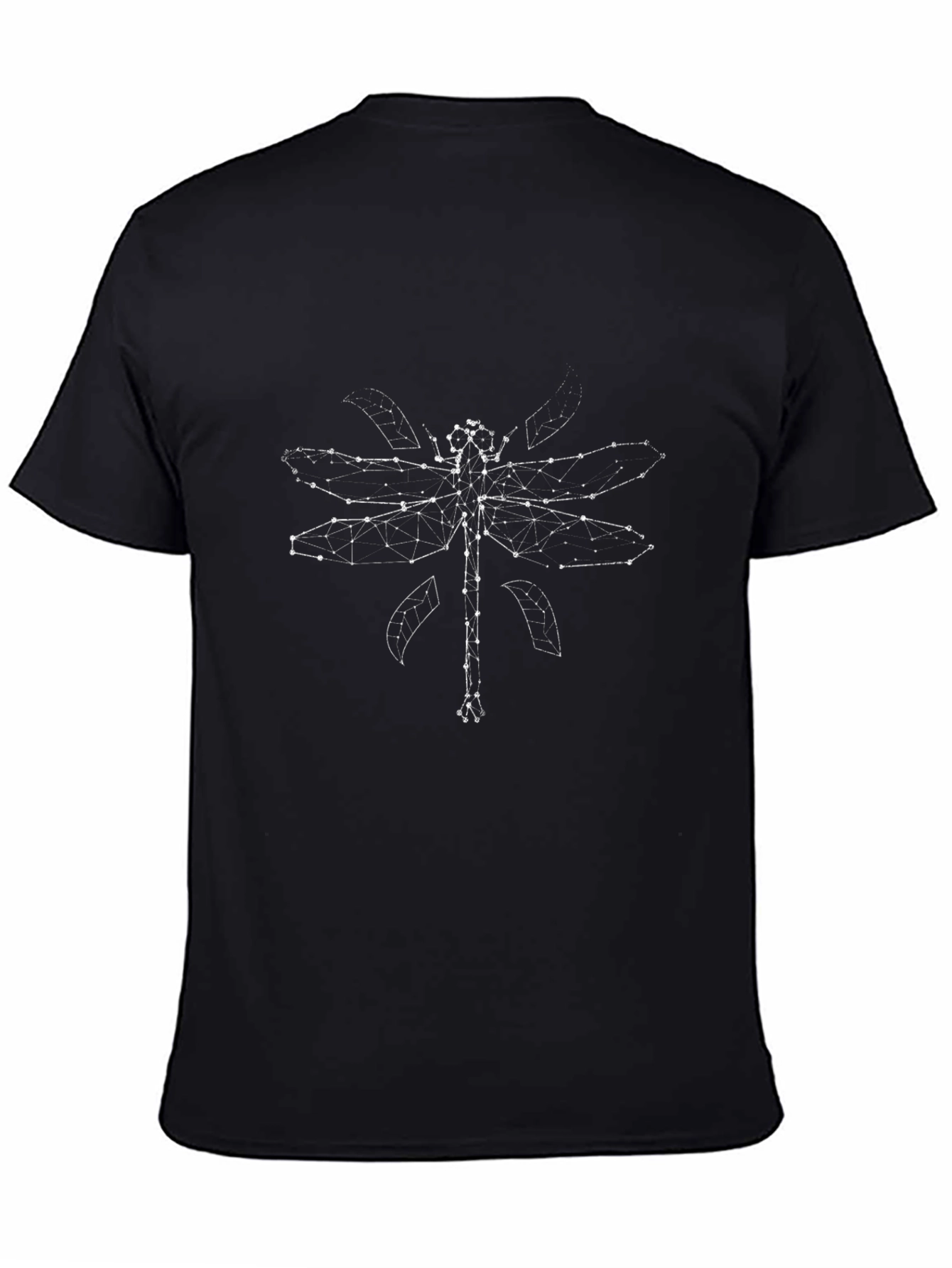 Geometric Dragonfly Graphic T-Shirt - Black
