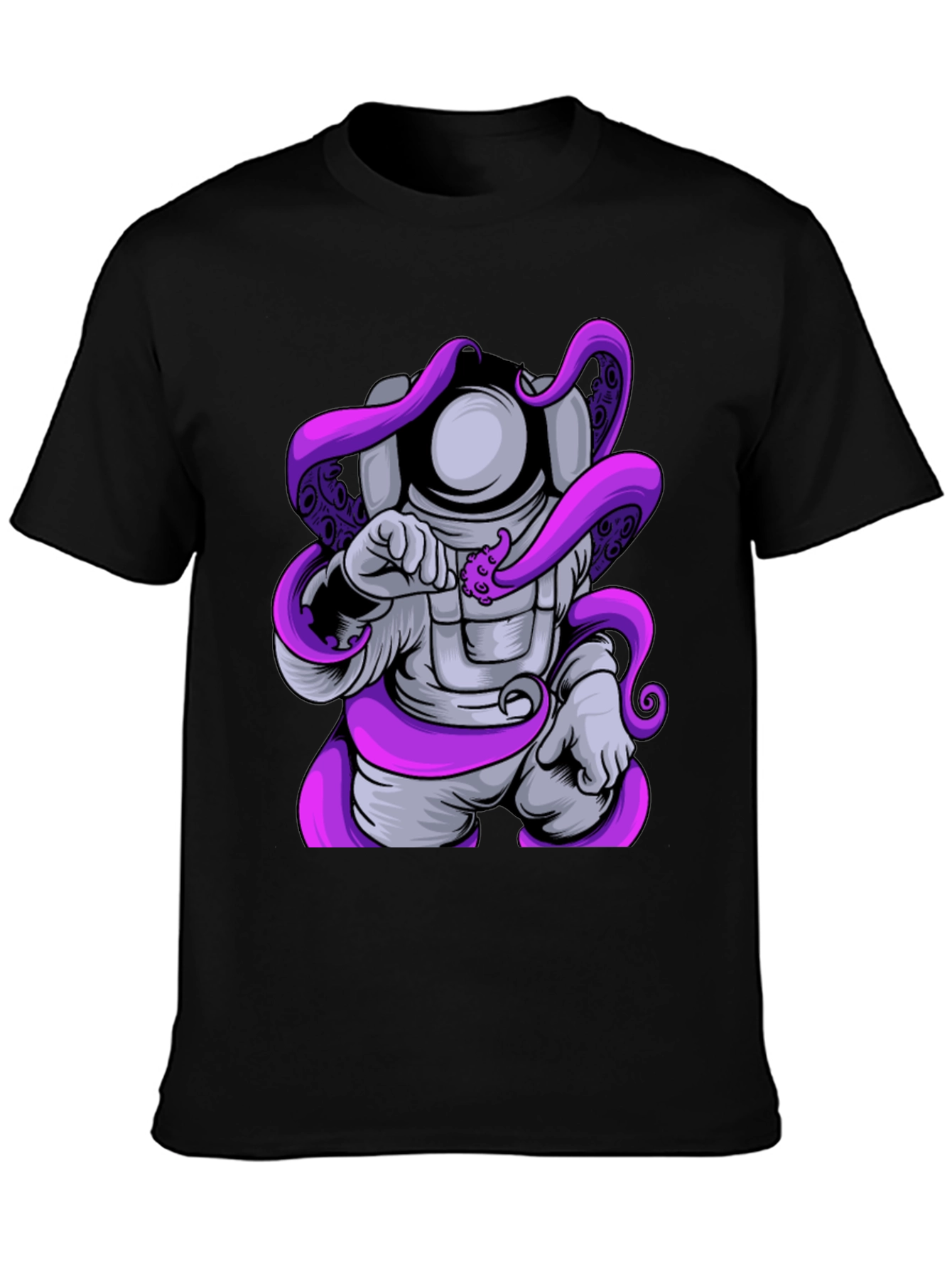 Astronaut Octopus T-Shirt - Black Graphic Tee