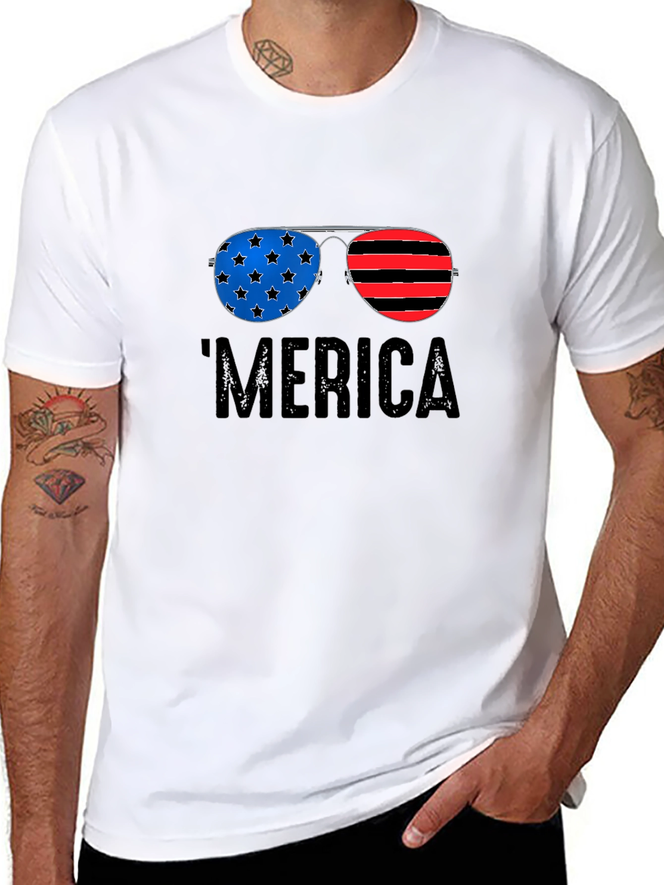 Patriotic Merica Sunglasses Graphic Tee