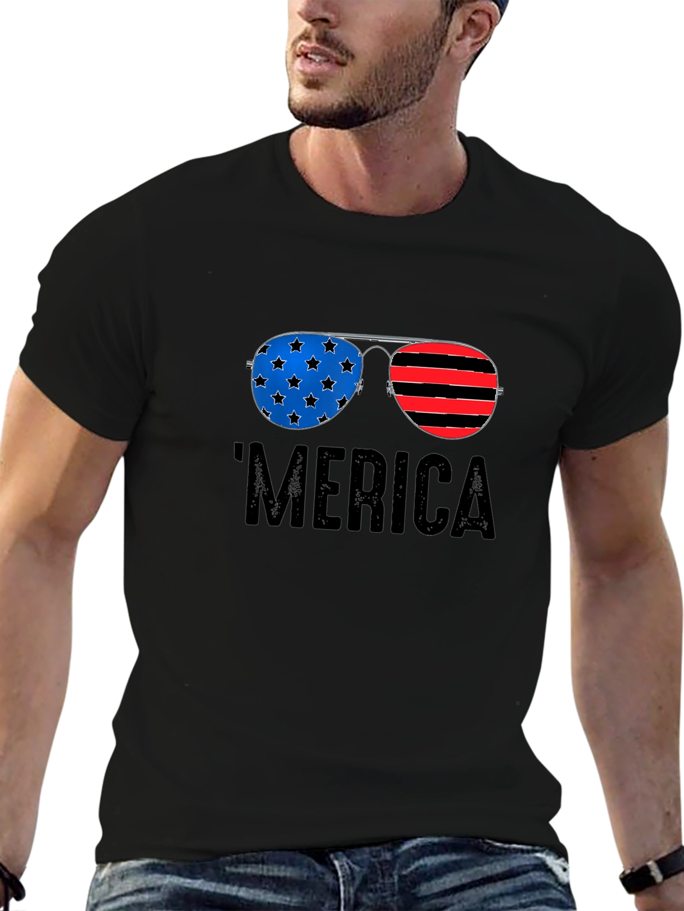 Patriotic Merica Sunglasses Graphic Tee