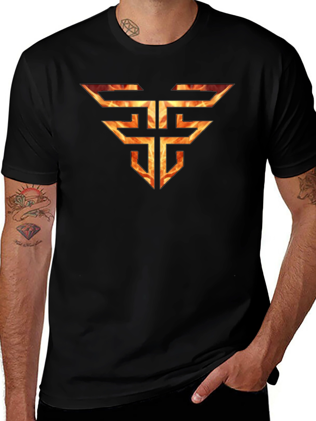 Fiery Logo Tee - Black Graphic T-Shirt