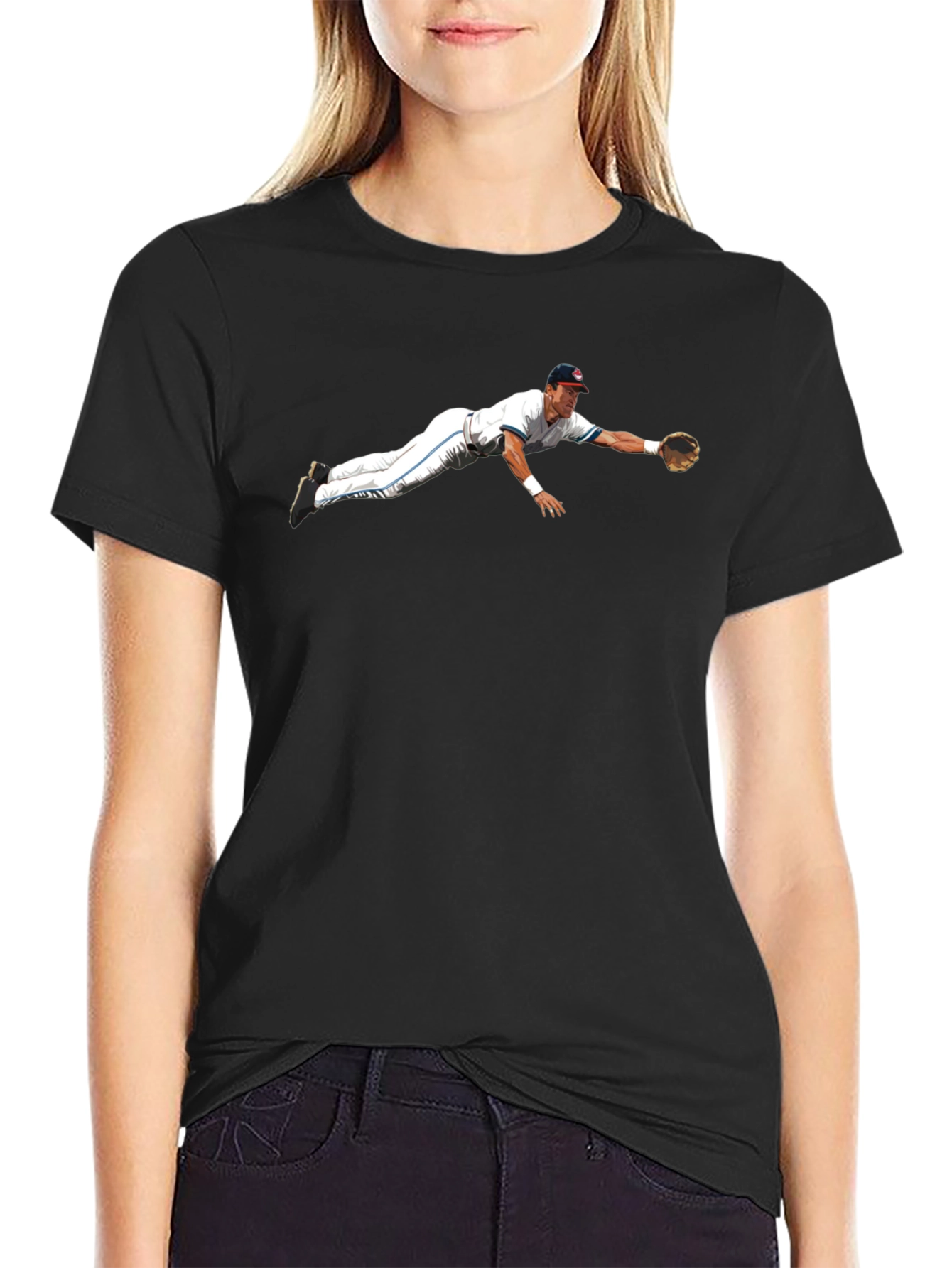 Diving Catch Baseball Graphic Tee