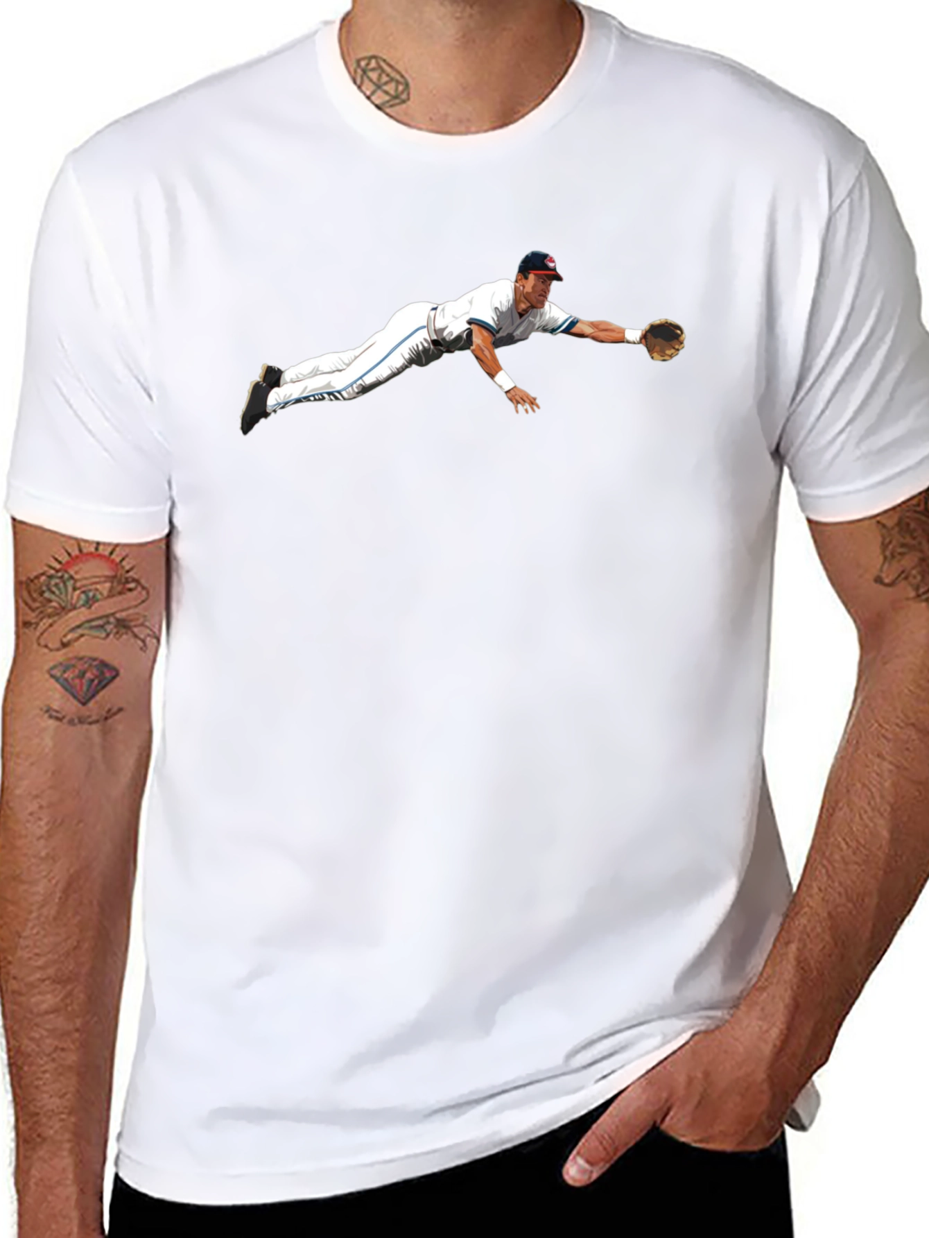 Diving Catch Baseball Graphic Tee