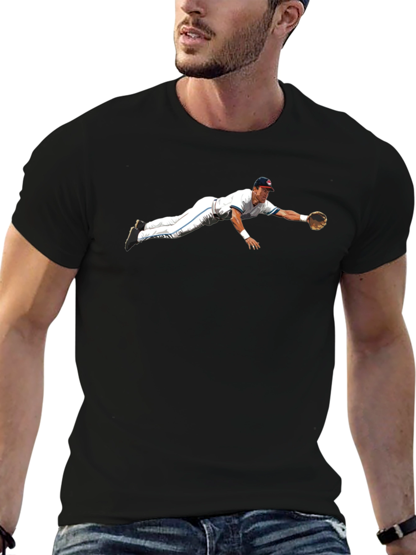 Diving Catch Baseball Graphic Tee