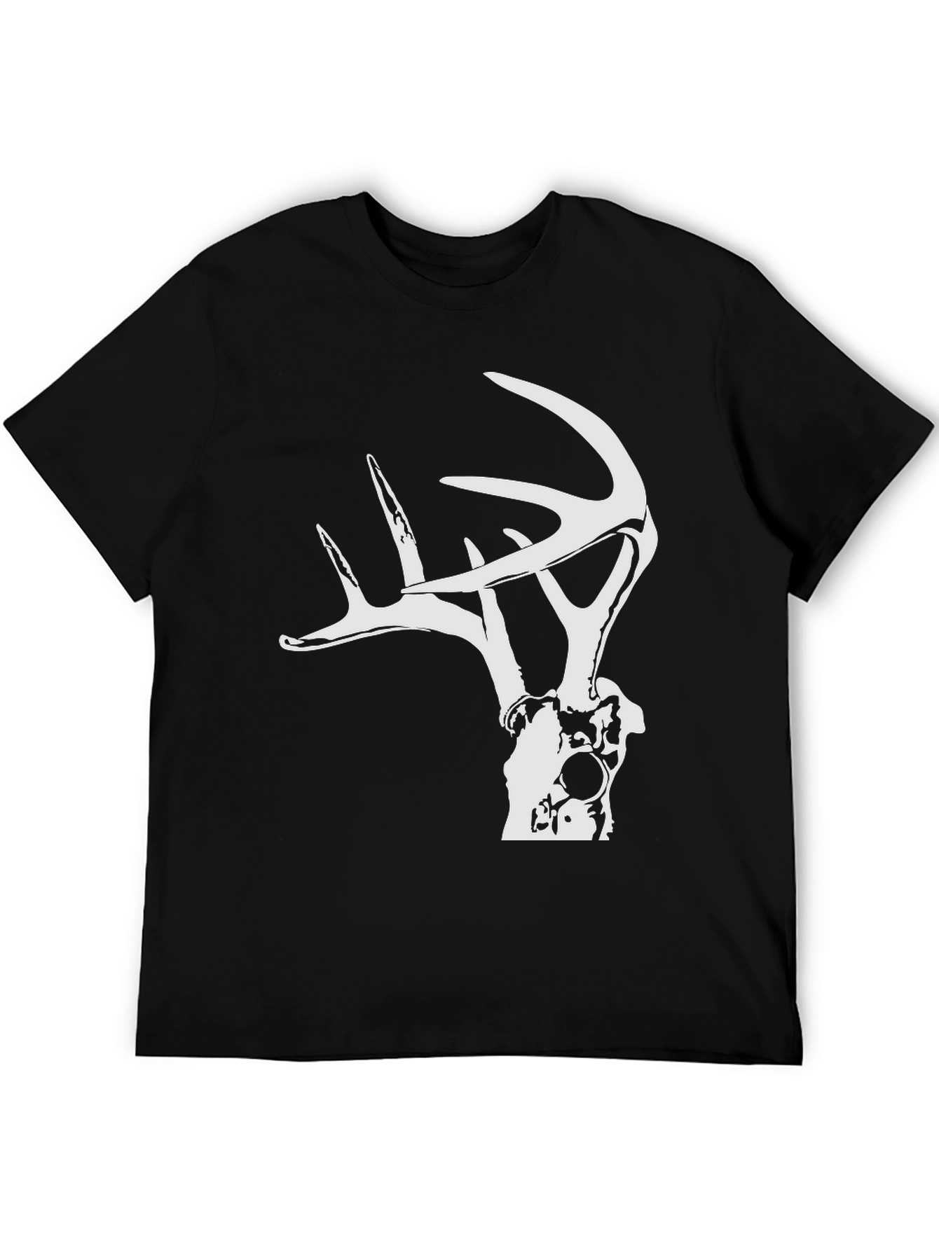 Deer Antler Graphic Tee - Black Cotton Blend