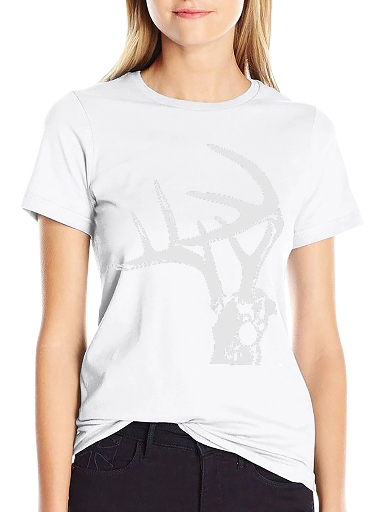 Deer Antler Graphic Tee - Black Cotton Blend
