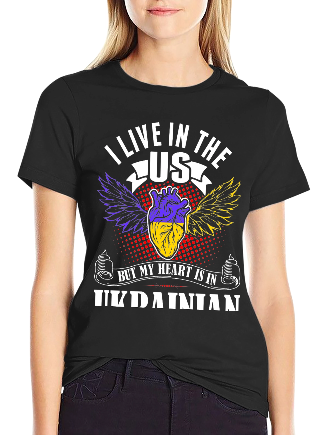 Ukrainian Heart T-Shirt - I Live In The US