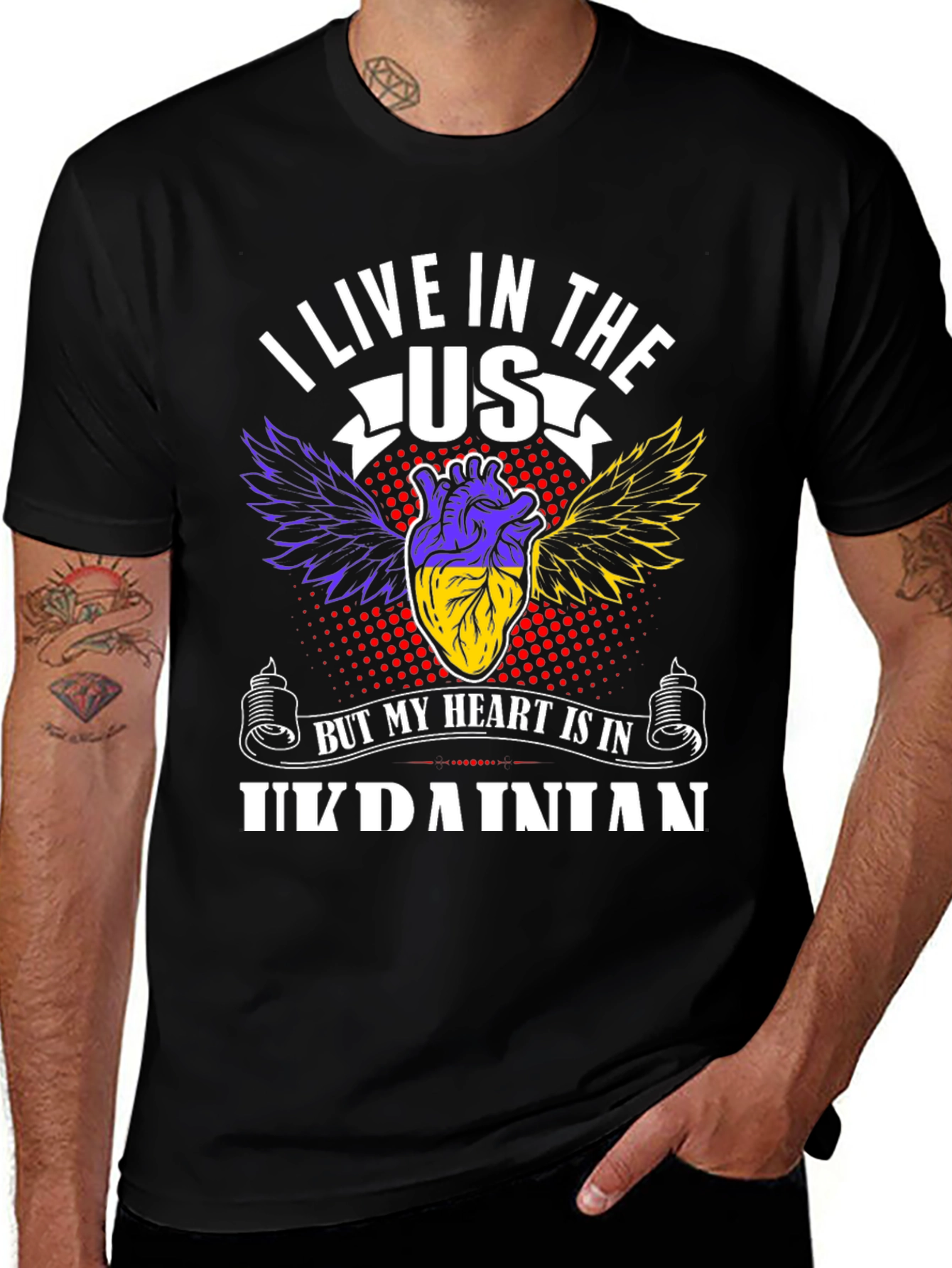 Ukrainian Heart T-Shirt - I Live In The US