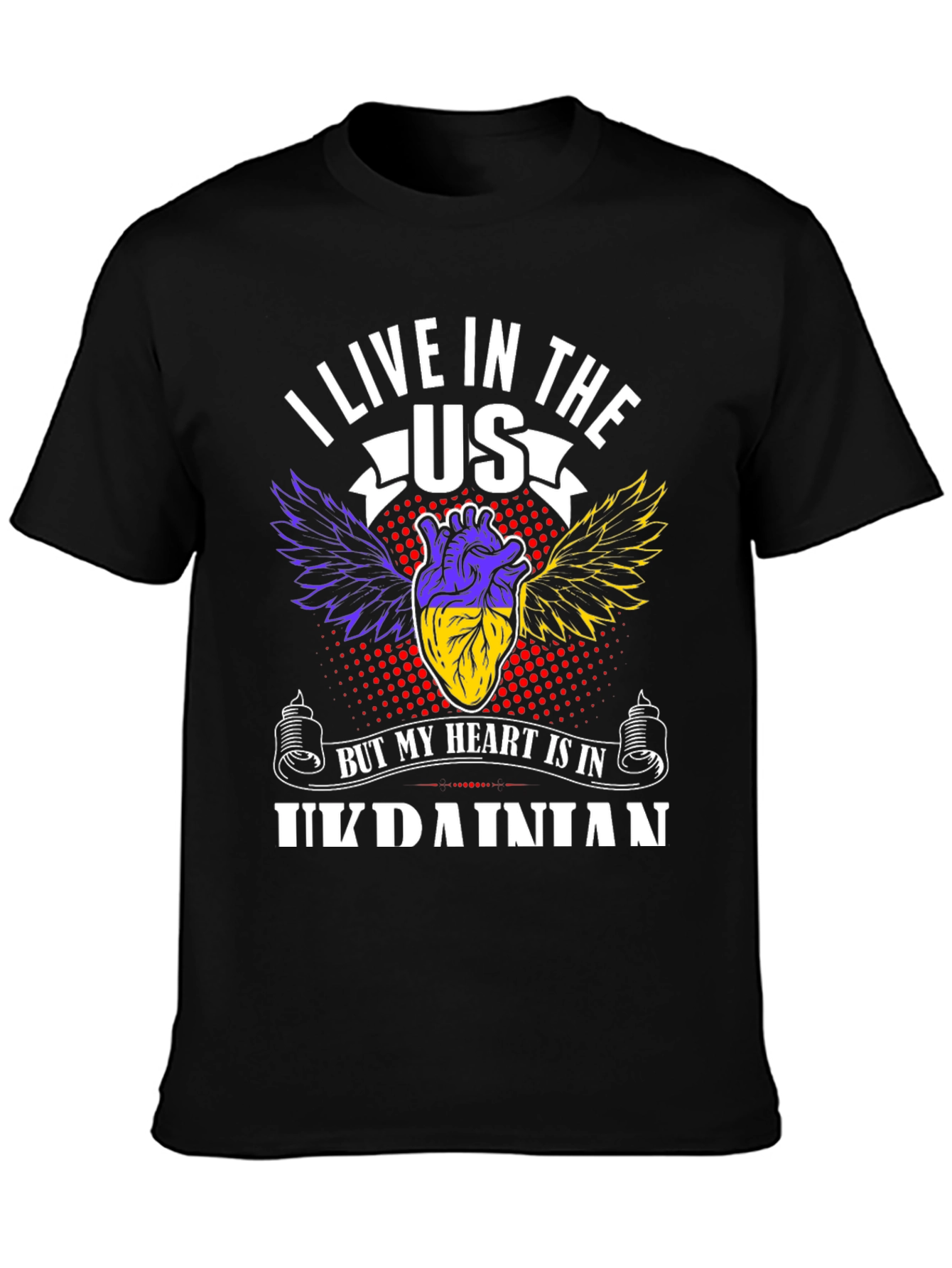 Ukrainian Heart T-Shirt - I Live In The US