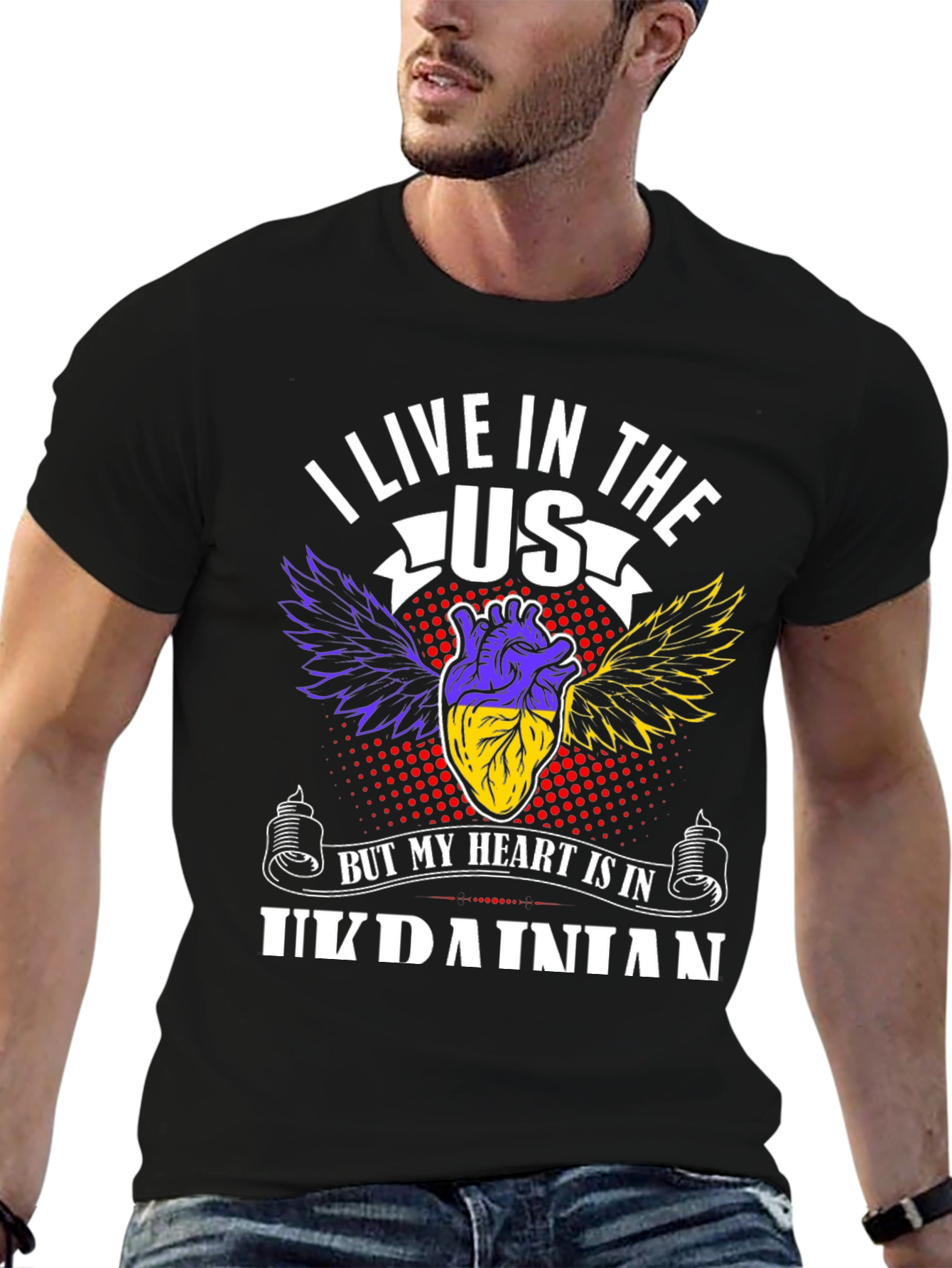 Ukrainian Heart T-Shirt - I Live In The US