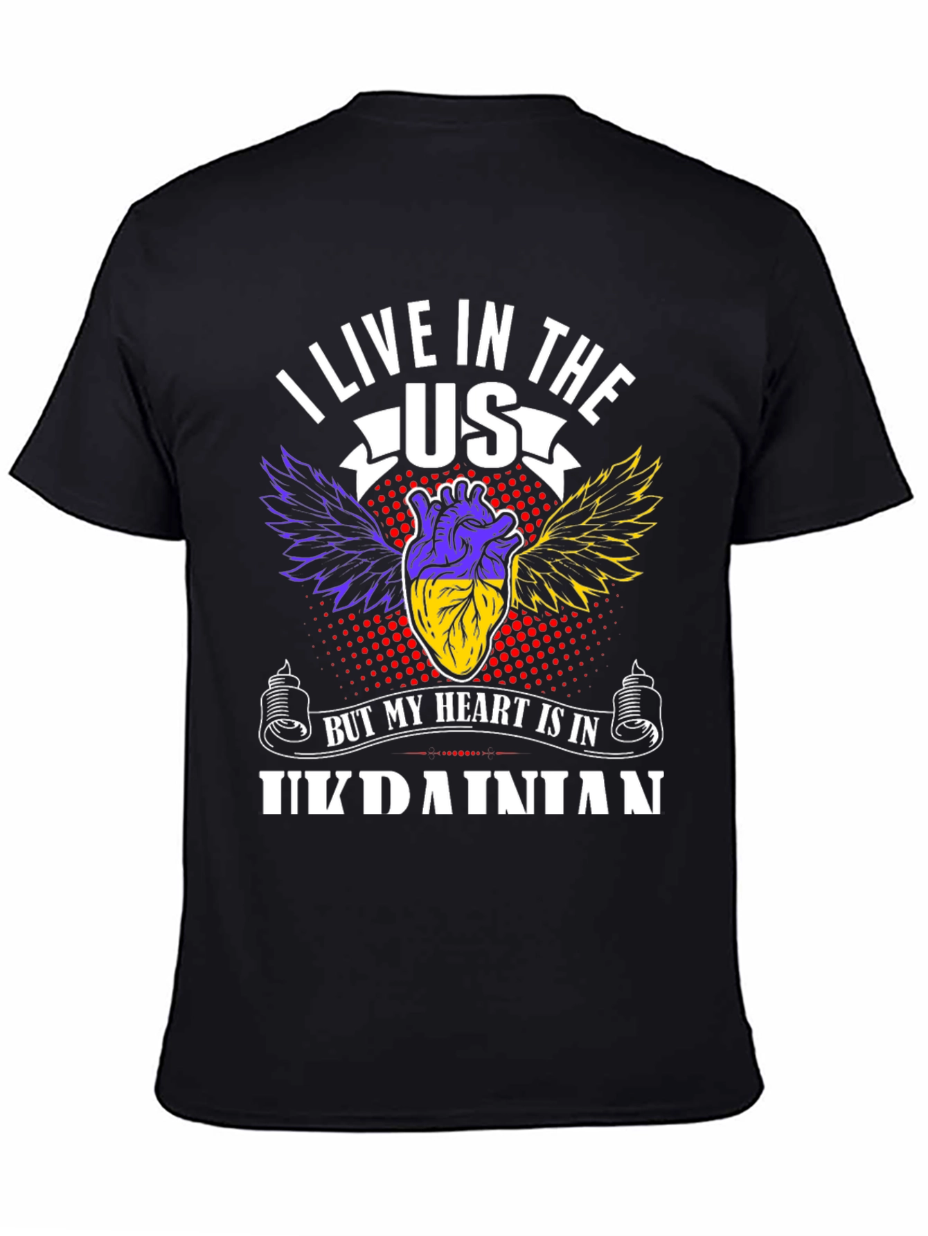 Ukrainian Heart T-Shirt - I Live In The US