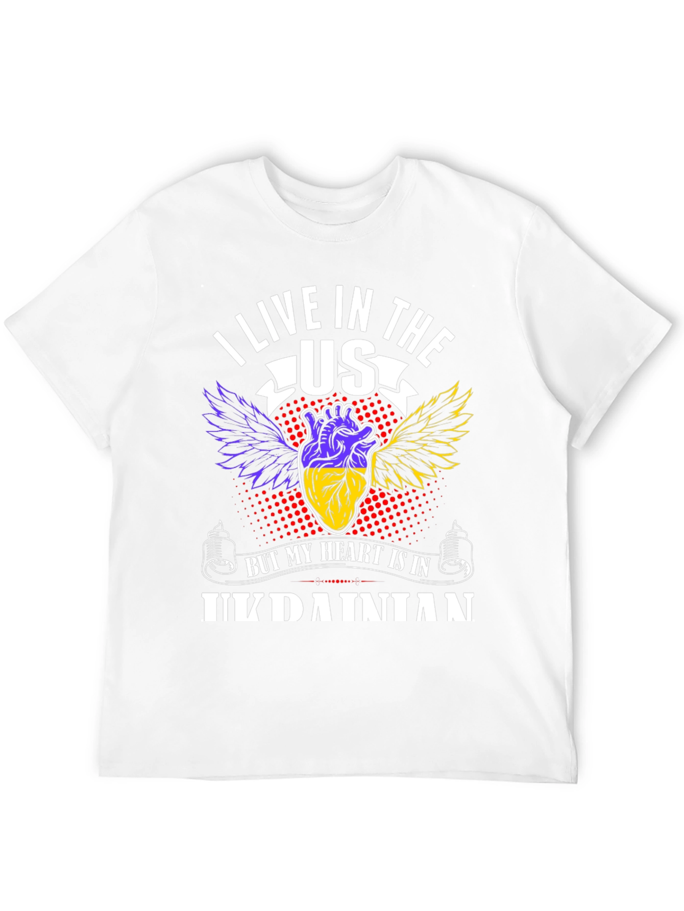 Ukrainian Heart T-Shirt - I Live In The US