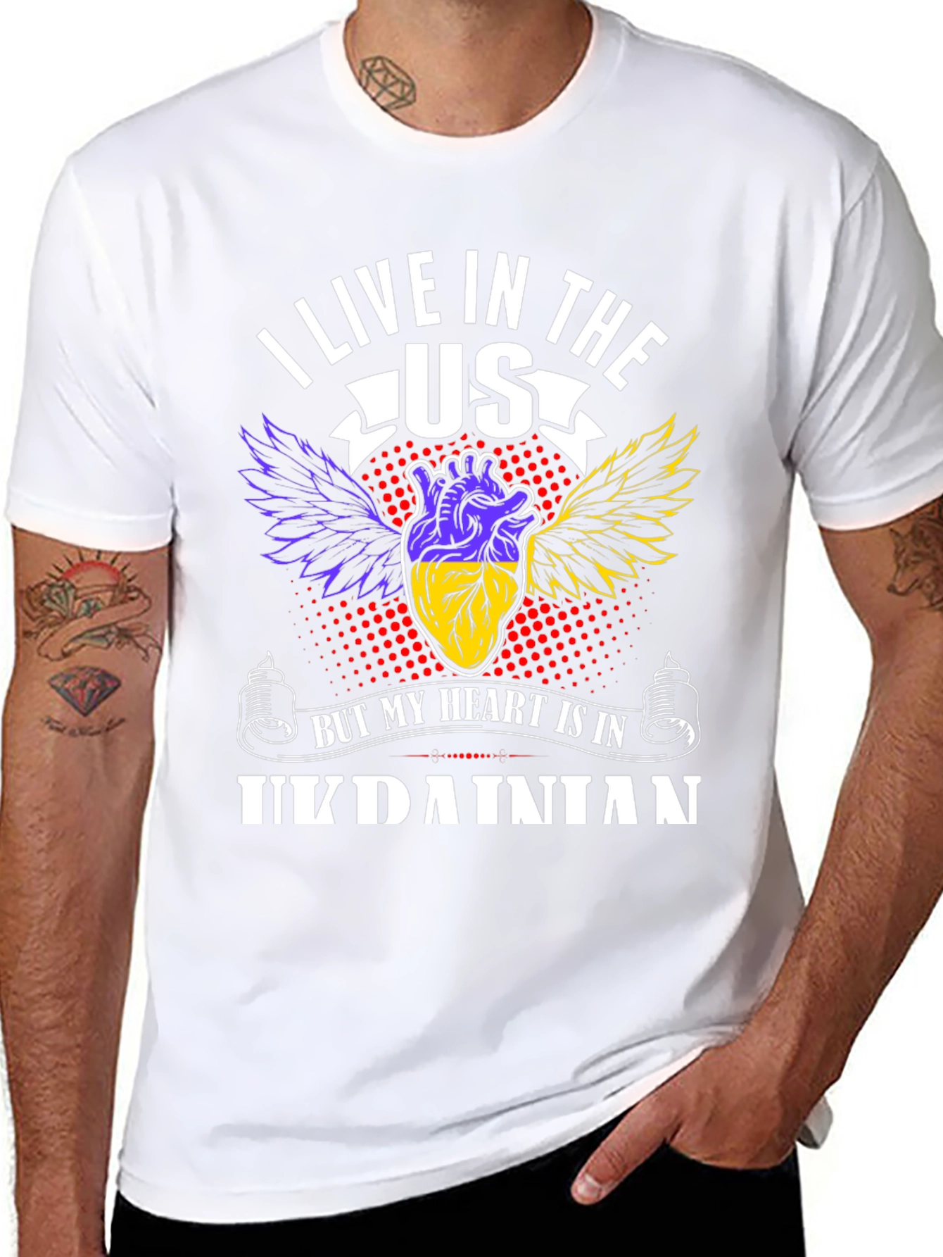 Ukrainian Heart T-Shirt - I Live In The US