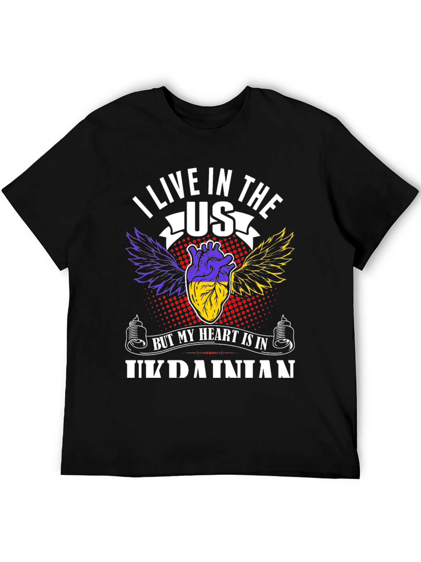 Ukrainian Heart T-Shirt - I Live In The US