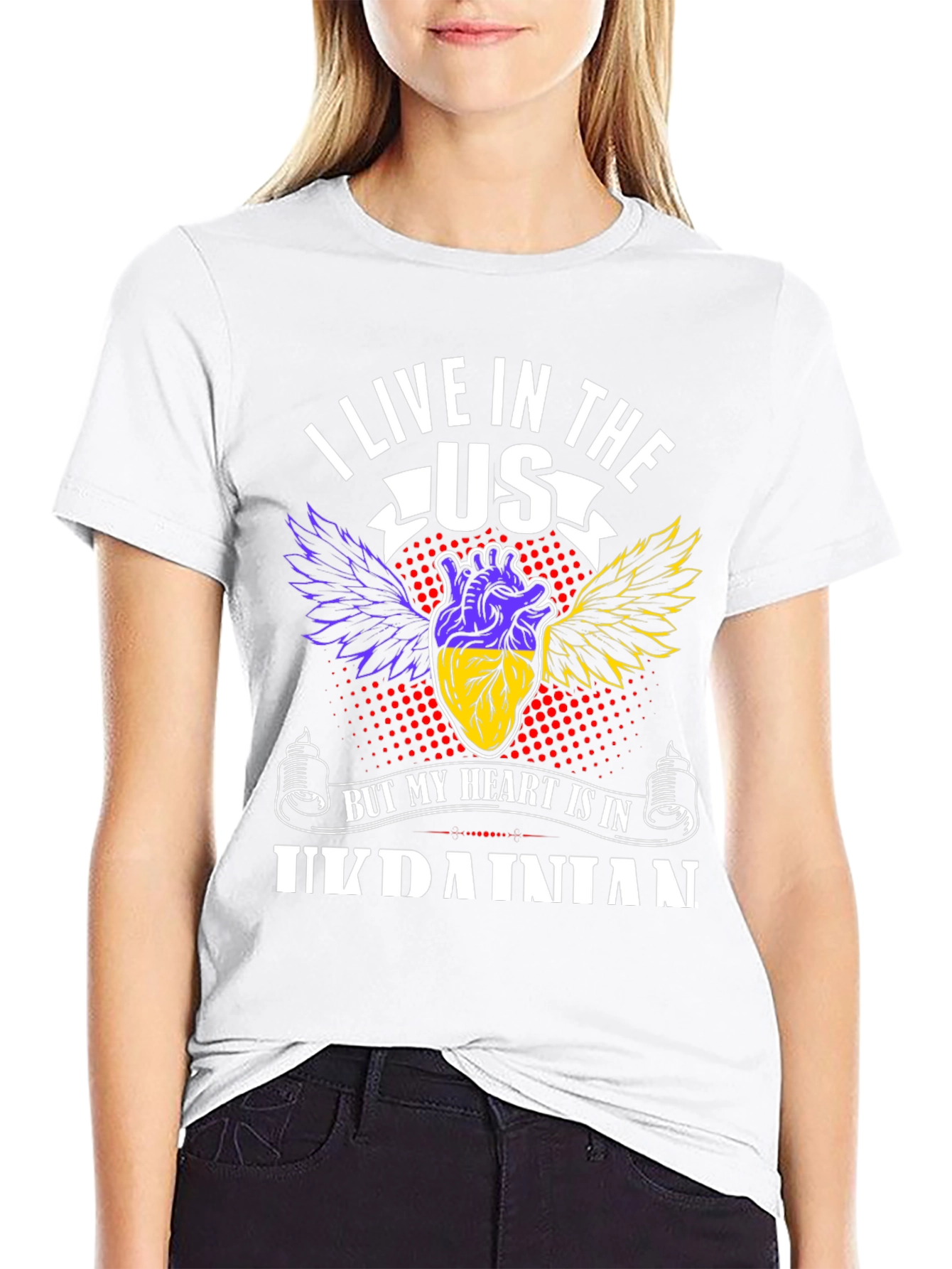 Ukrainian Heart T-Shirt - I Live In The US